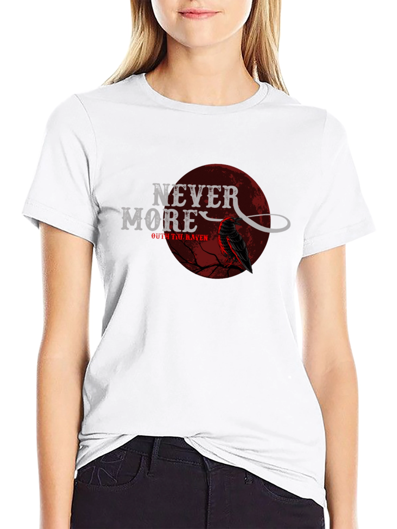 Nevermore Raven Graphic Print Black T-Shirt