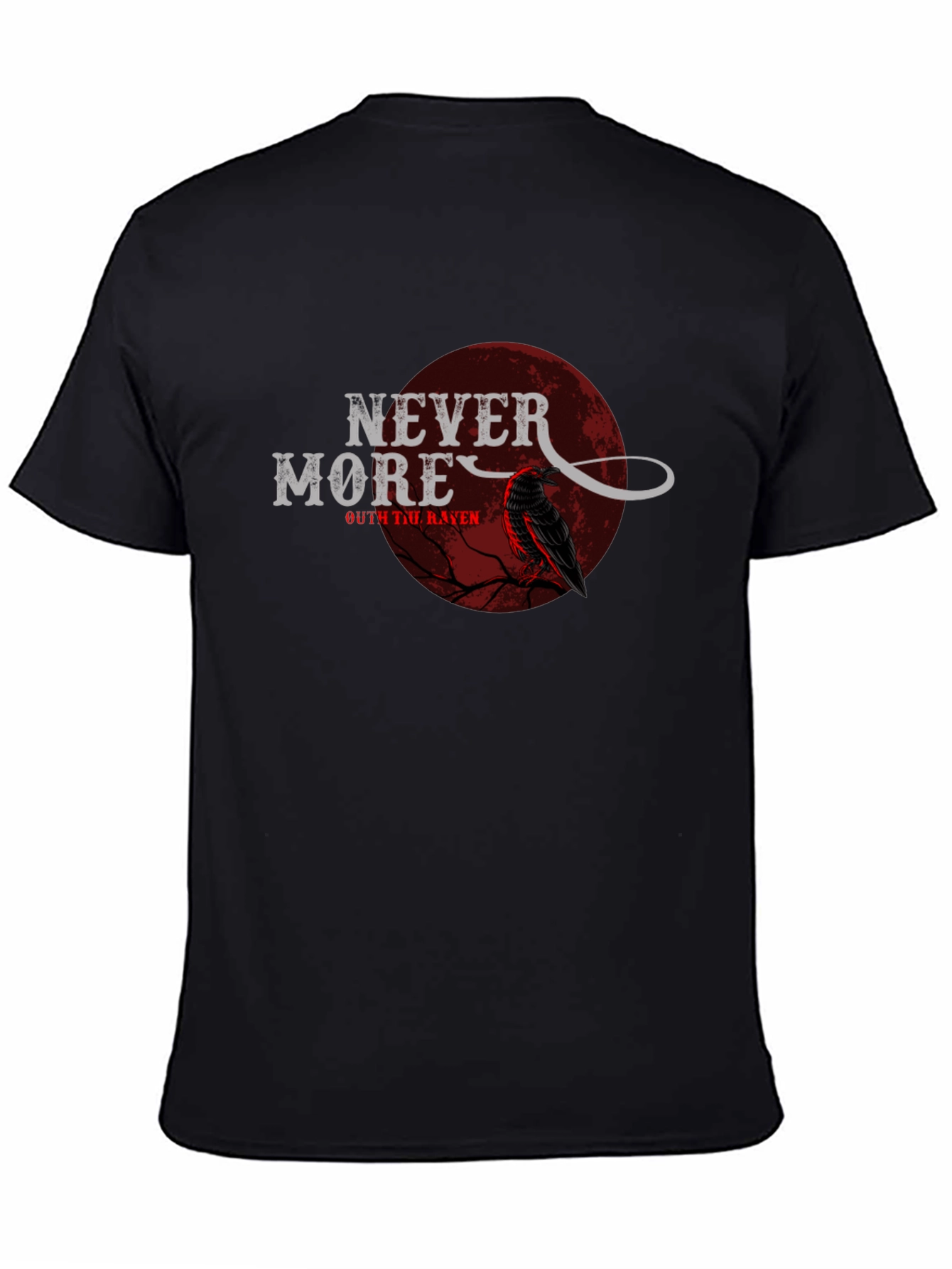 Nevermore Raven Graphic Print Black T-Shirt