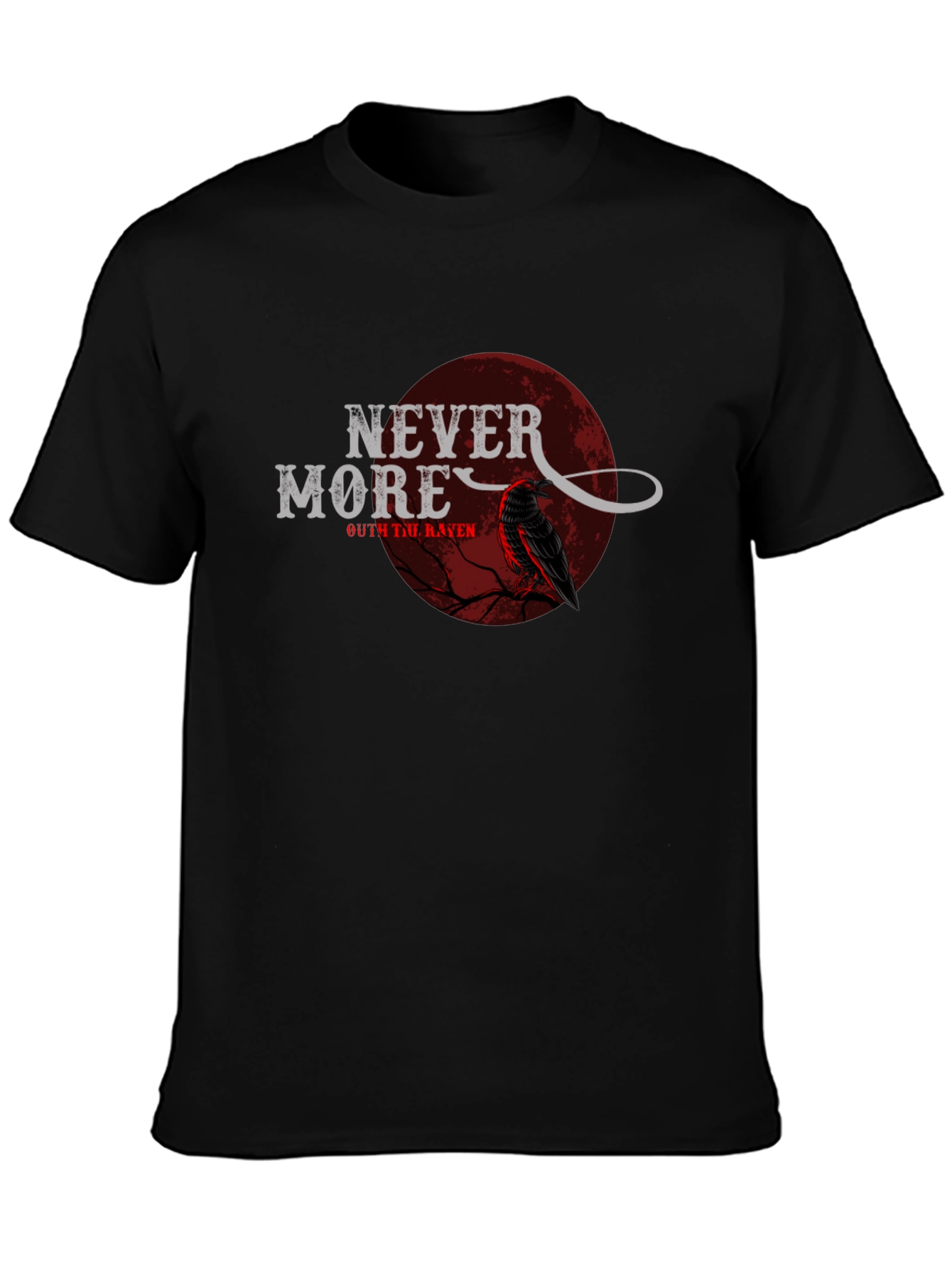 Nevermore Raven Graphic Print Black T-Shirt