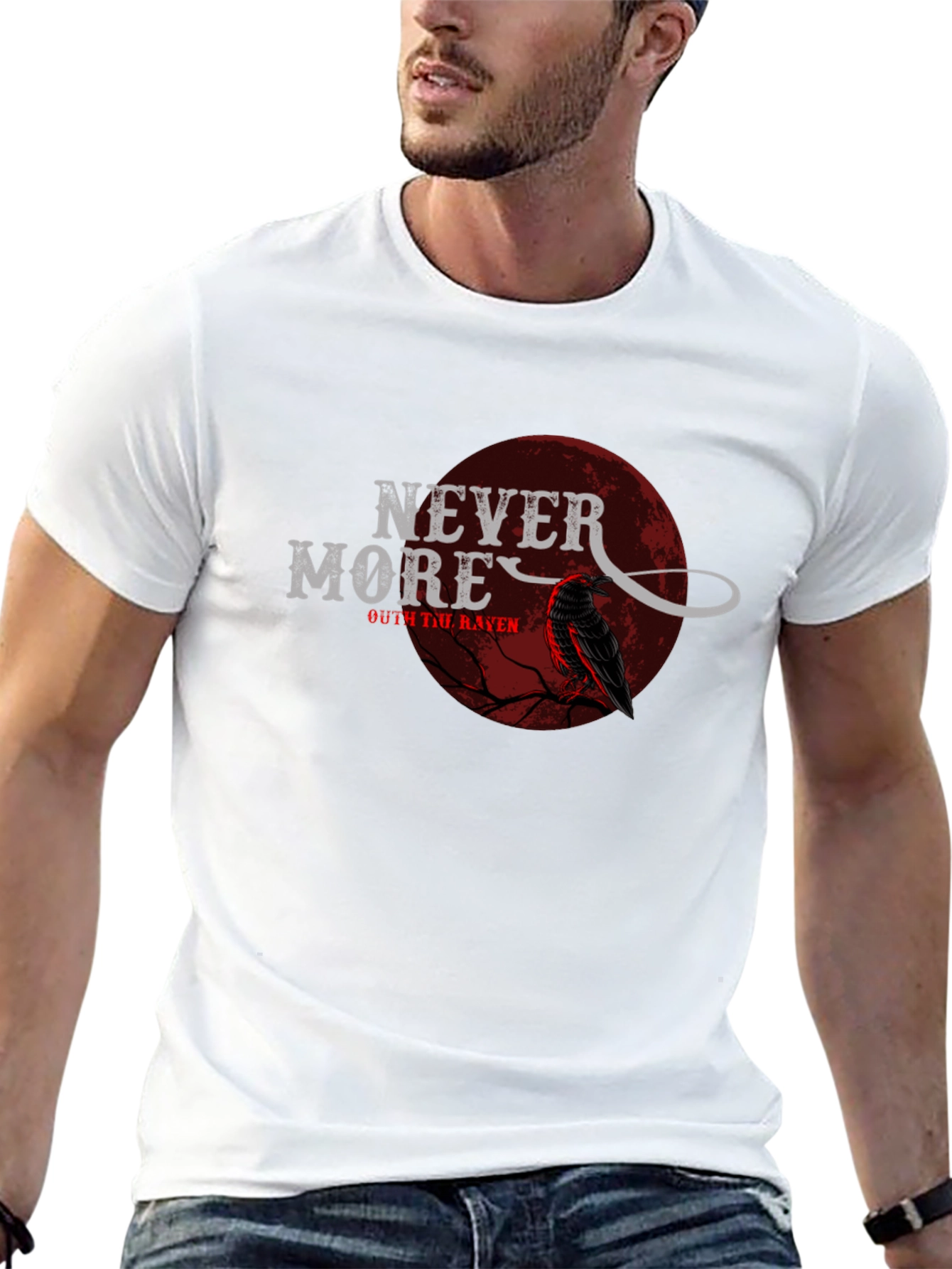 Nevermore Raven Graphic Print Black T-Shirt