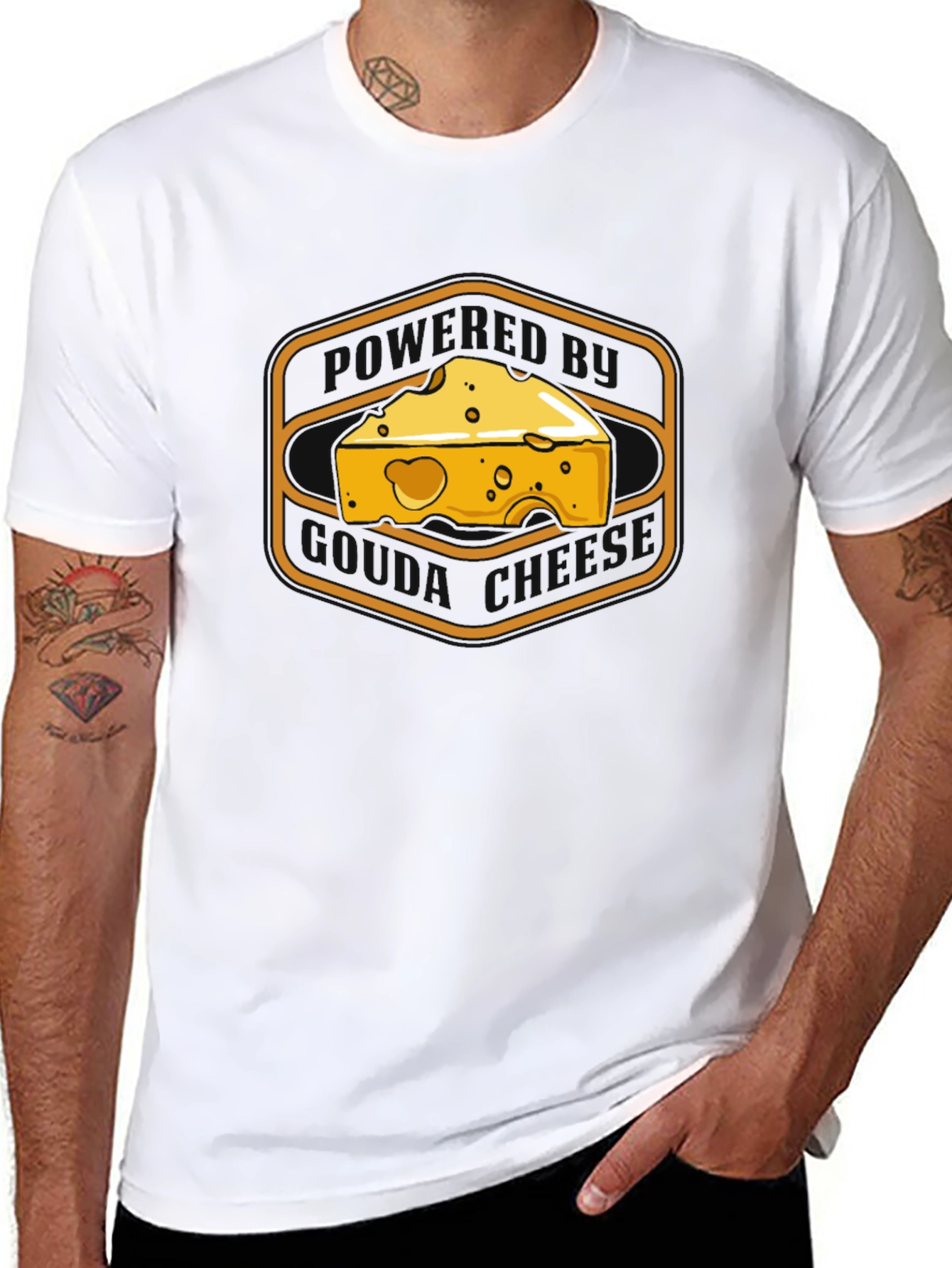 Cheese Graphic Tee -  Mens Black T-Shirt