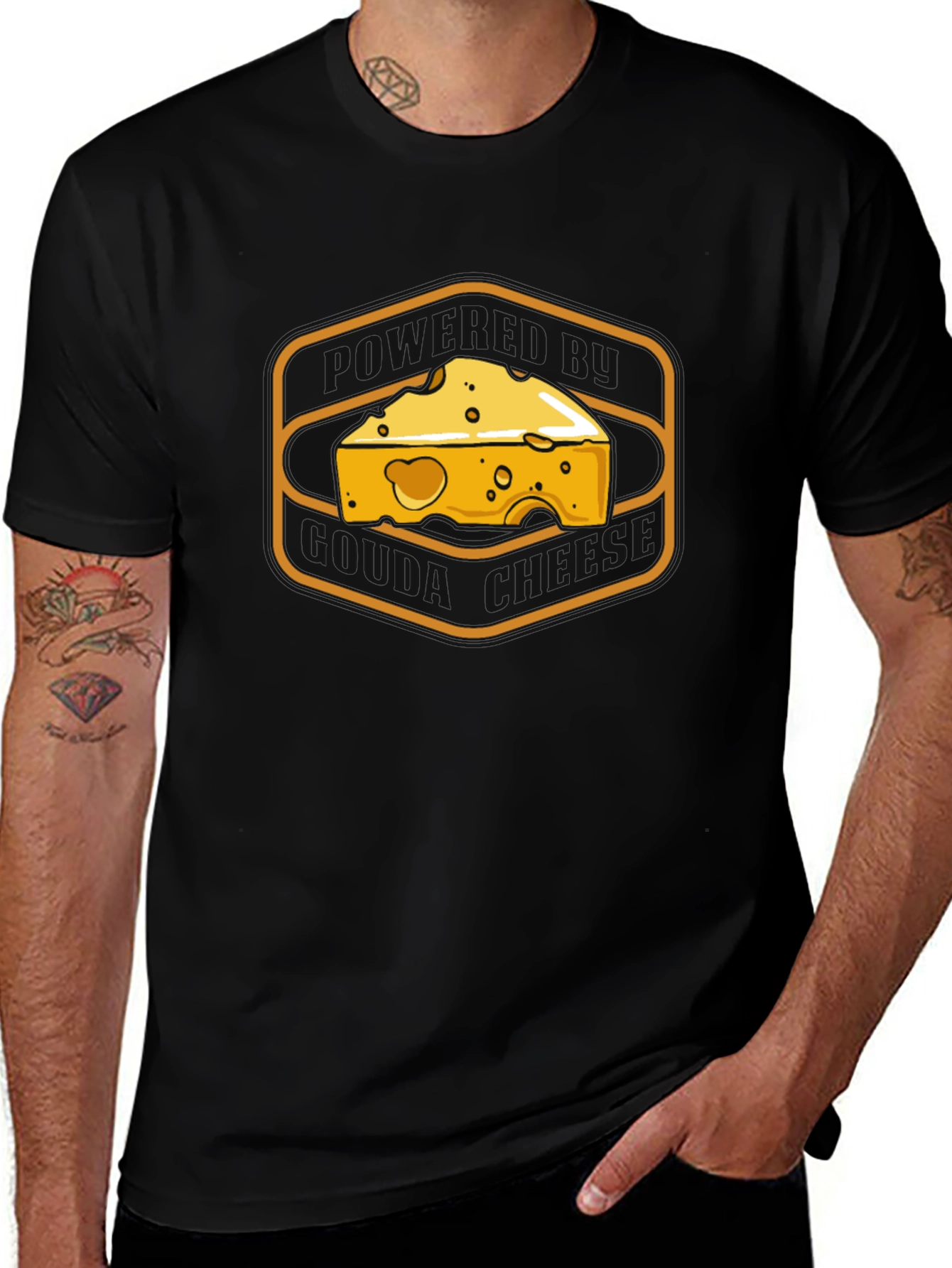 Cheese Graphic Tee -  Mens Black T-Shirt