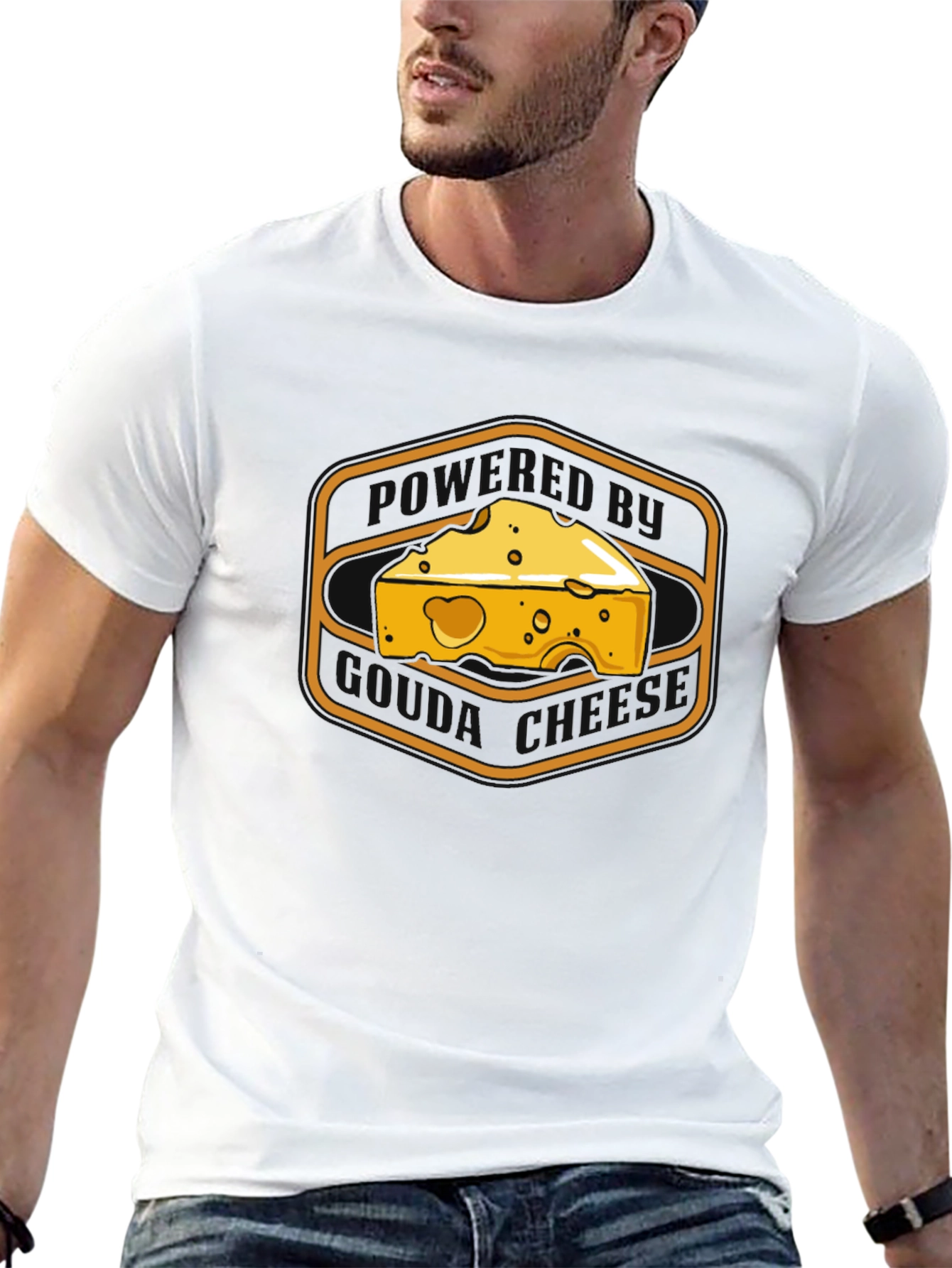 Cheese Graphic Tee -  Mens Black T-Shirt