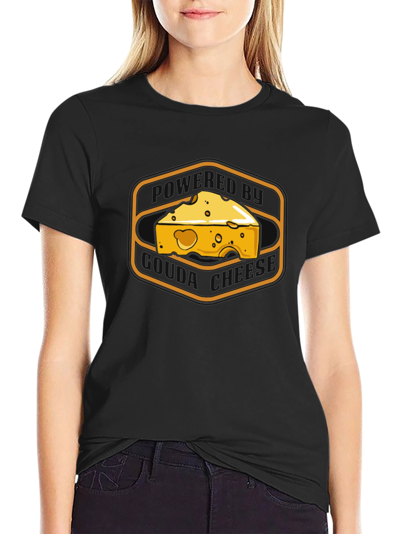 Cheese Graphic Tee -  Mens Black T-Shirt