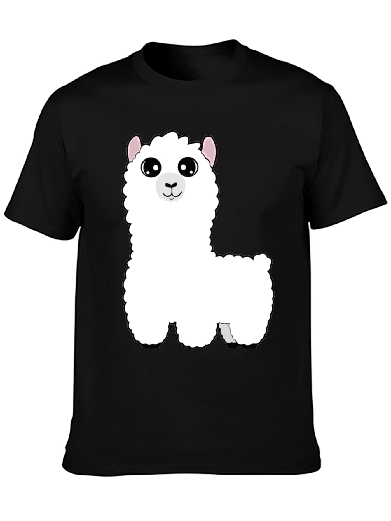 Cute Alpaca Graphic Tee - Black Cotton T-Shirt