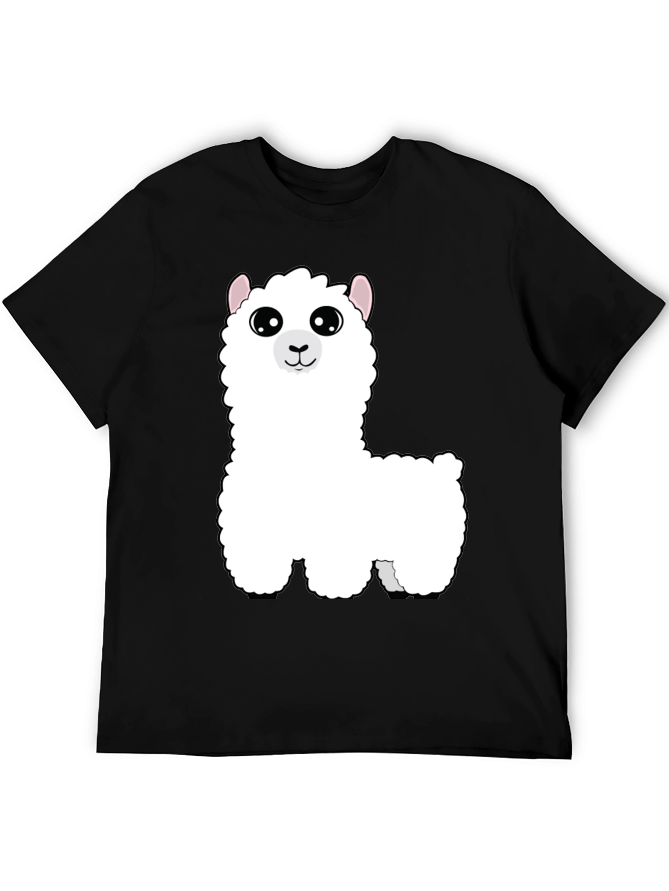 Cute Alpaca Graphic Tee - Black Cotton T-Shirt