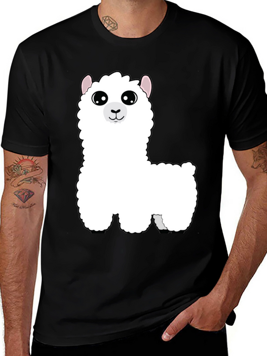 Cute Alpaca Graphic Tee - Black Cotton T-Shirt