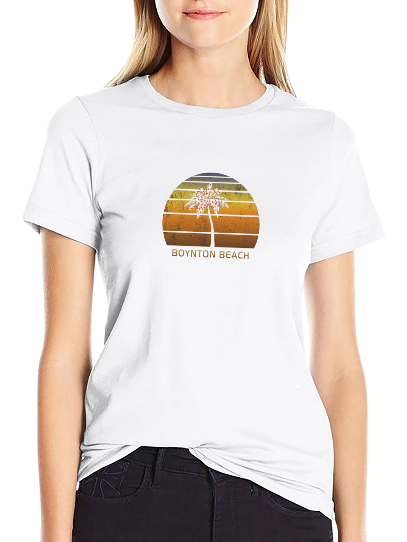 Boynton Beach Palm Tree Sunset Graphic Tee