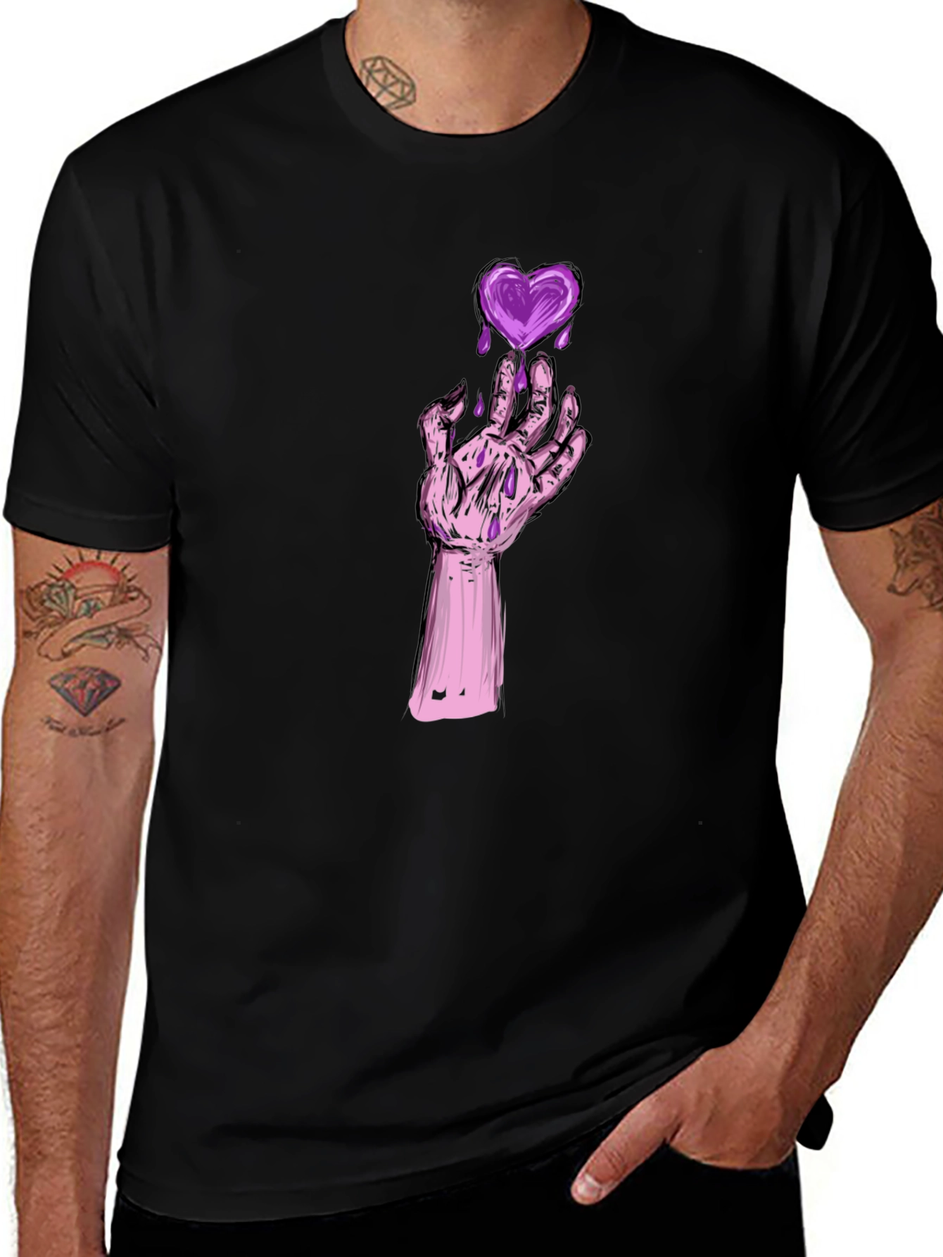 Heart Graphic Tee - Gothic Style Black