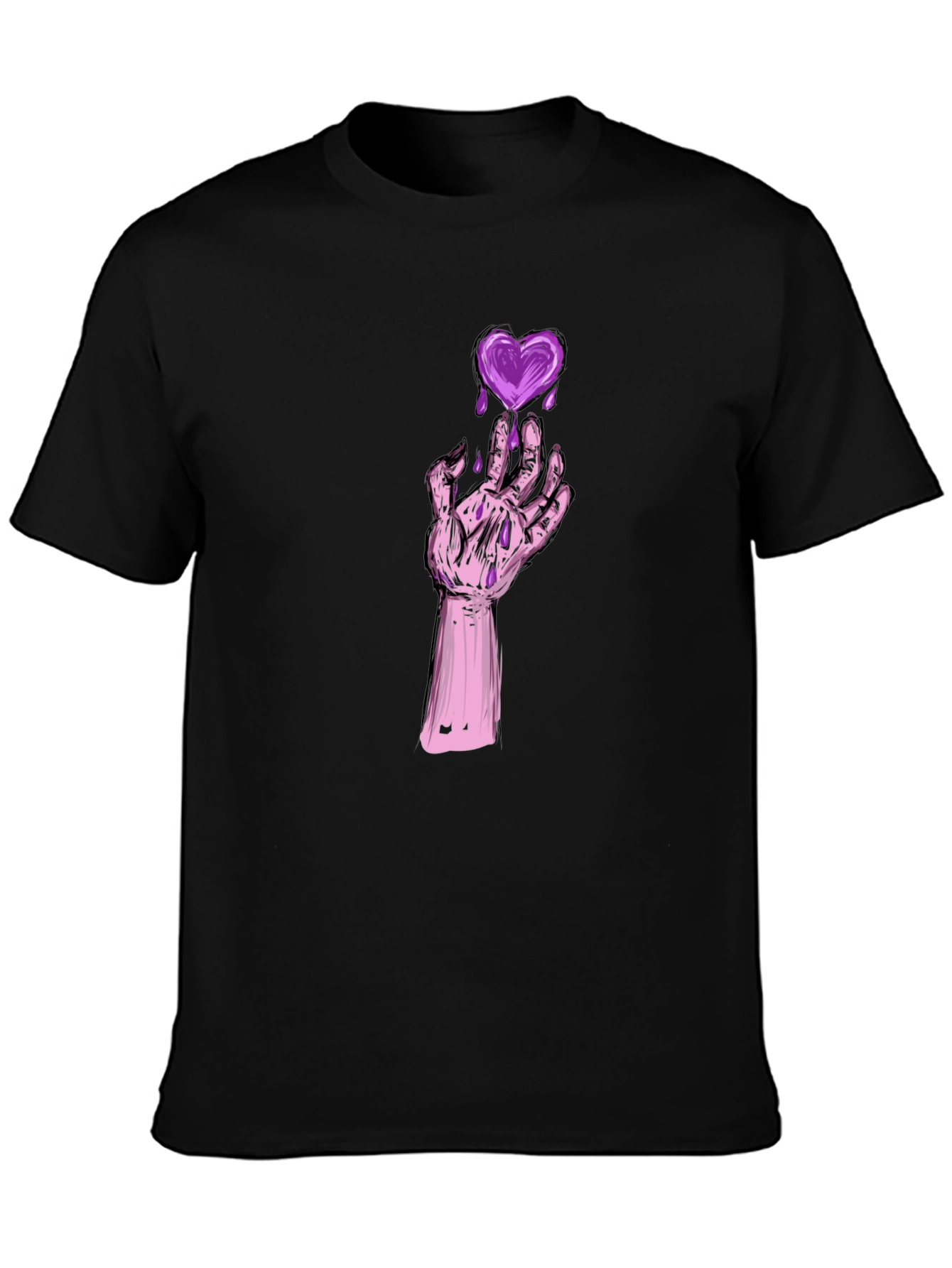 Heart Graphic Tee - Gothic Style Black