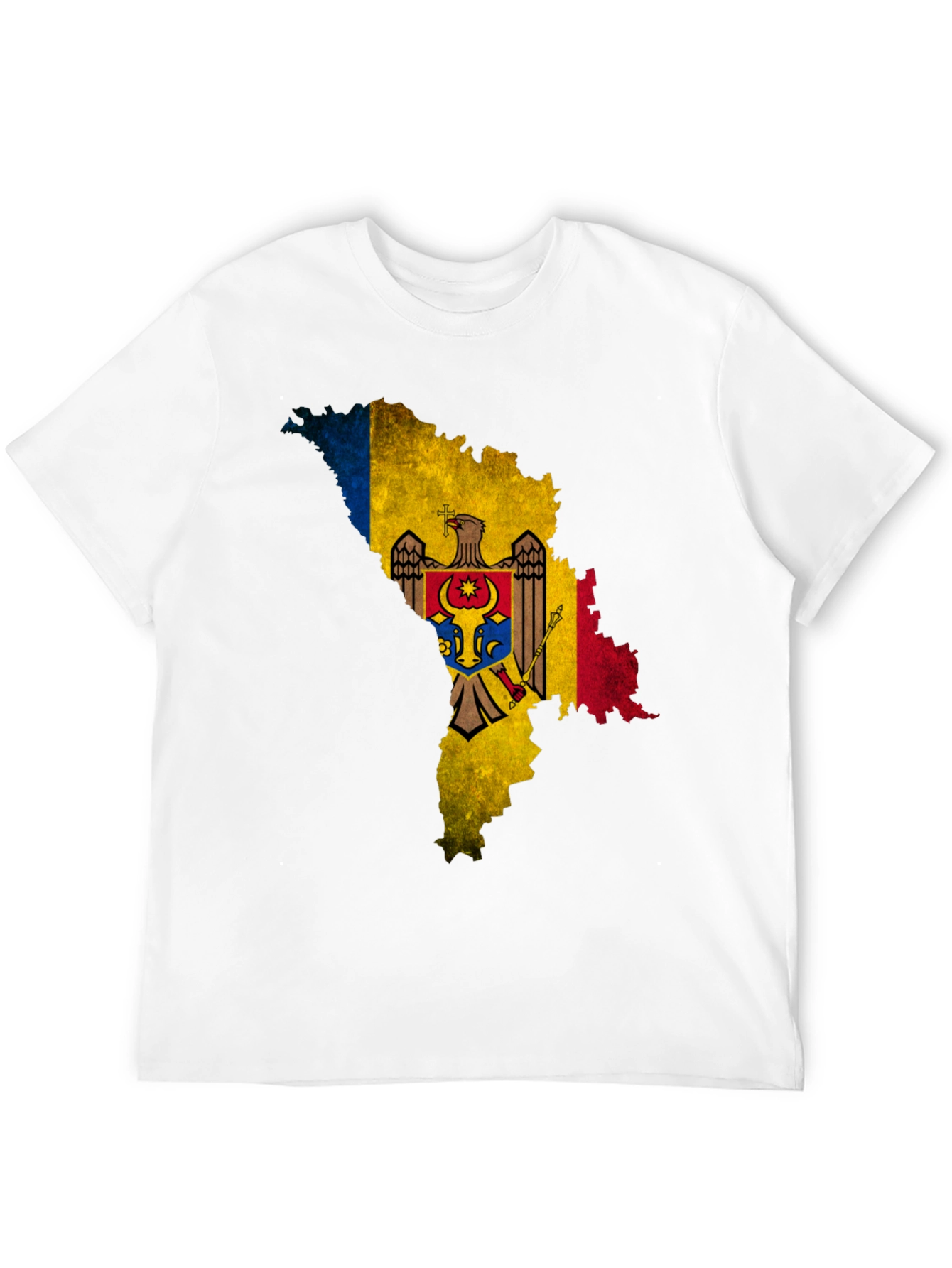 Moldova Flag Map T-Shirt - Black