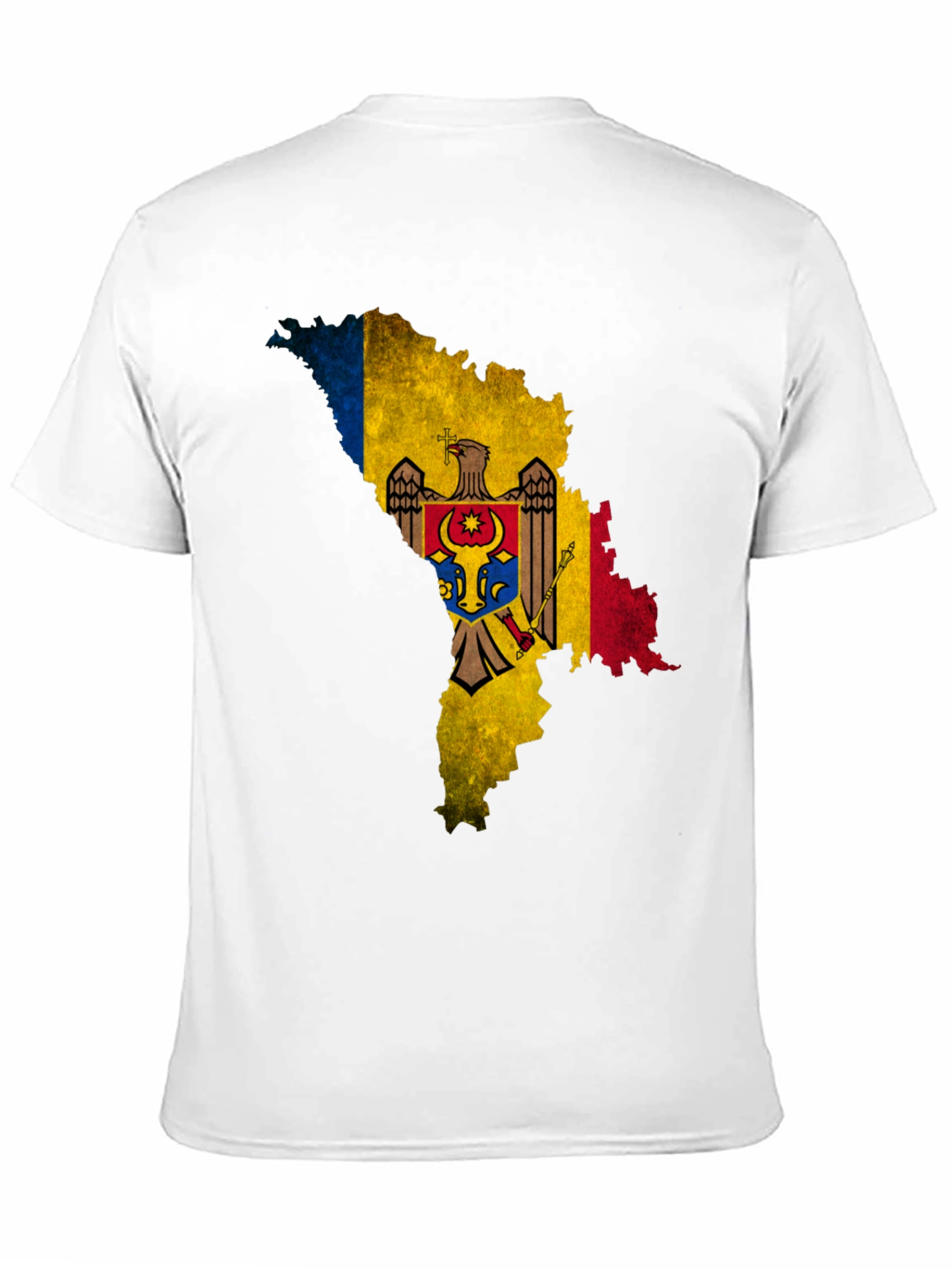 Moldova Flag Map T-Shirt - Black