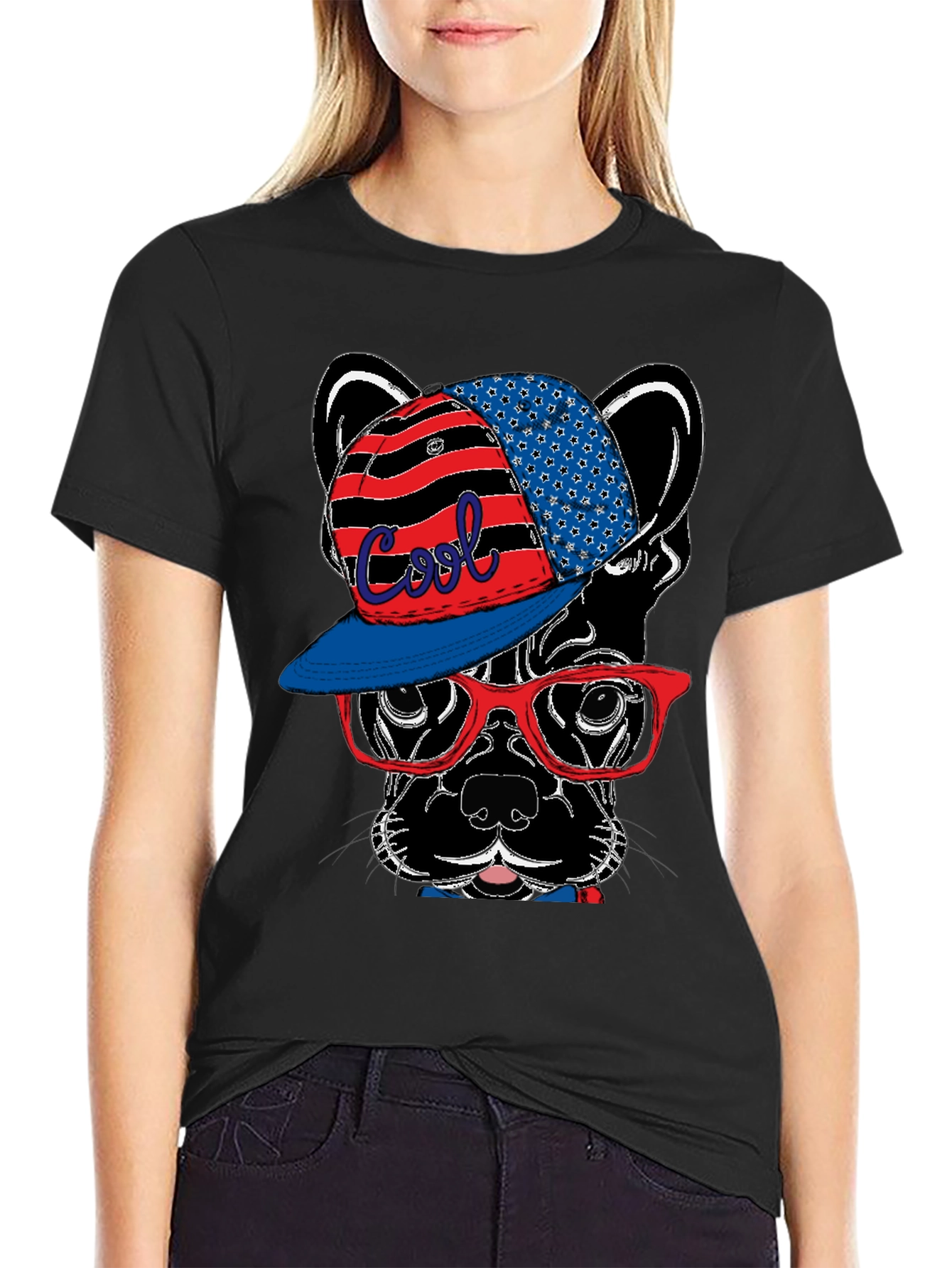 Cool Dog Graphic Tee - Patriotic Style