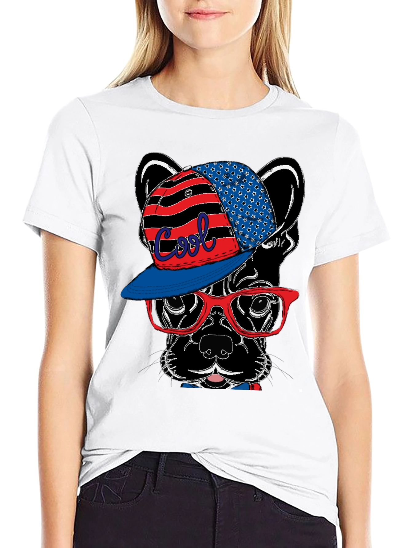Cool Dog Graphic Tee - Patriotic Style