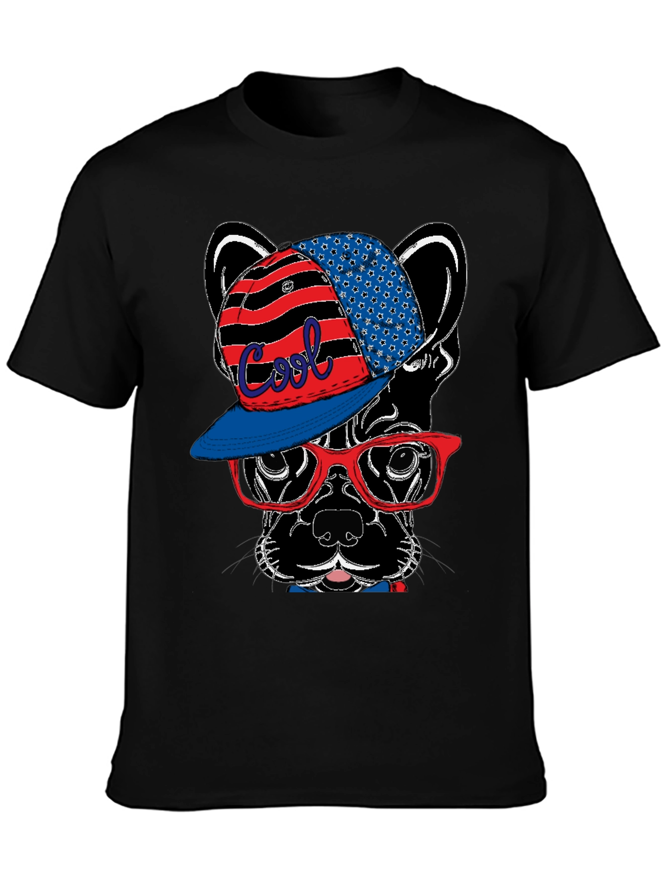Cool Dog Graphic Tee - Patriotic Style