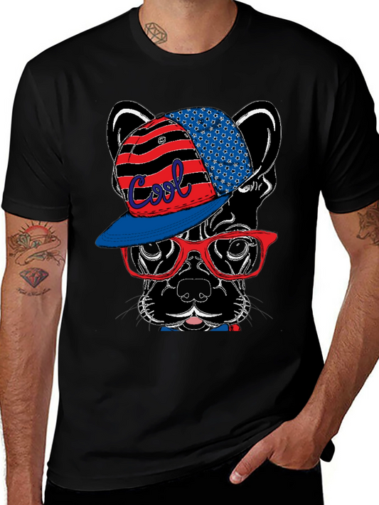 Cool Dog Graphic Tee - Patriotic Style