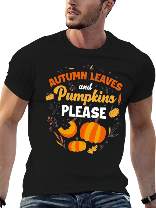 Autumn Leaves and Pumpkins Please T-Shirt