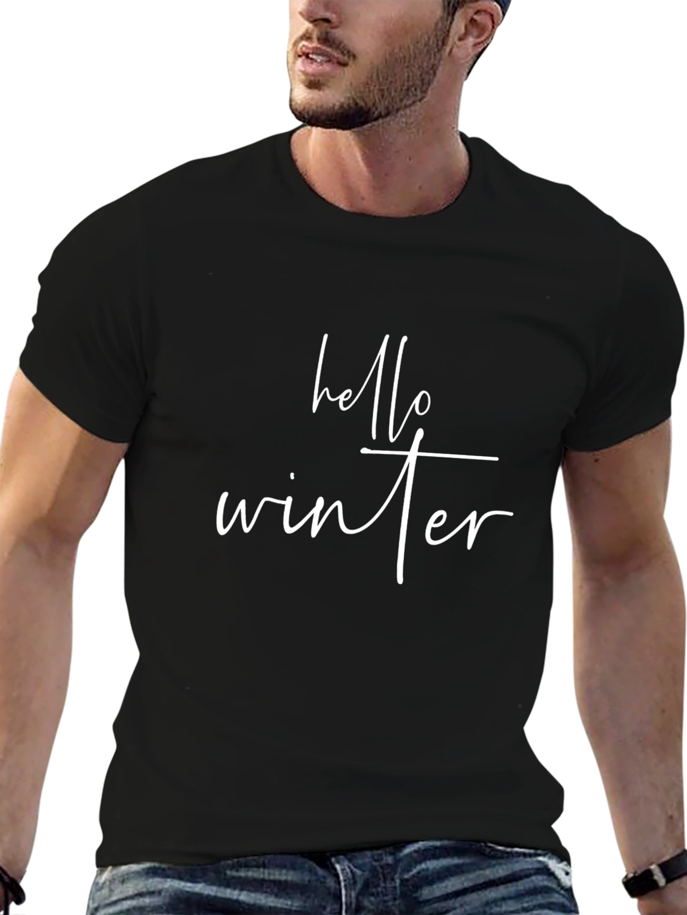Hello Winter Black T-Shirt