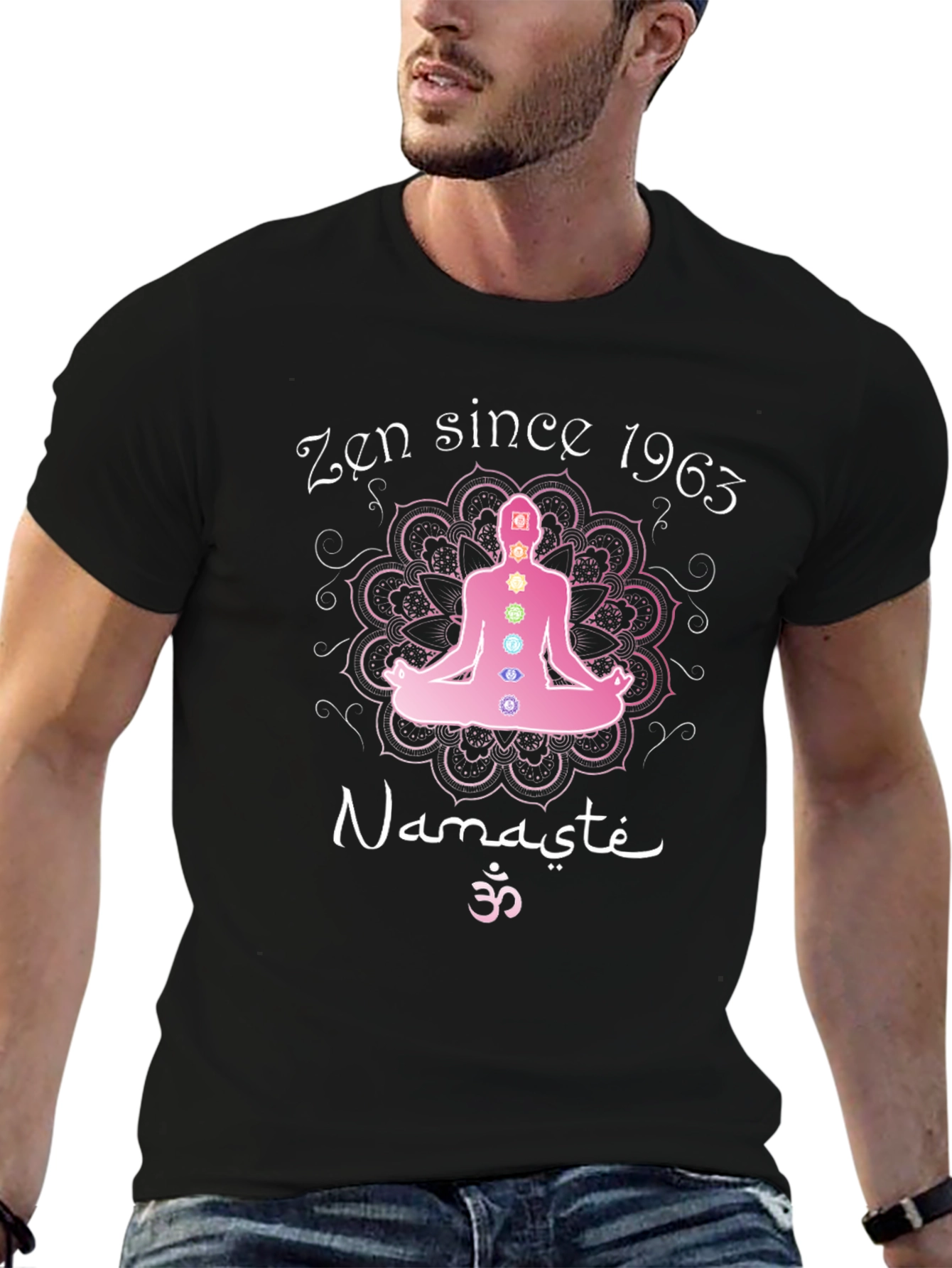 Zen Since 1963 Chakra Namaste Black T-Shirt