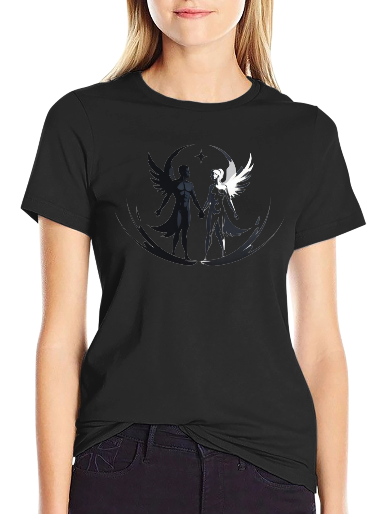 Yin Yang Angel & Demon Graphic Tee