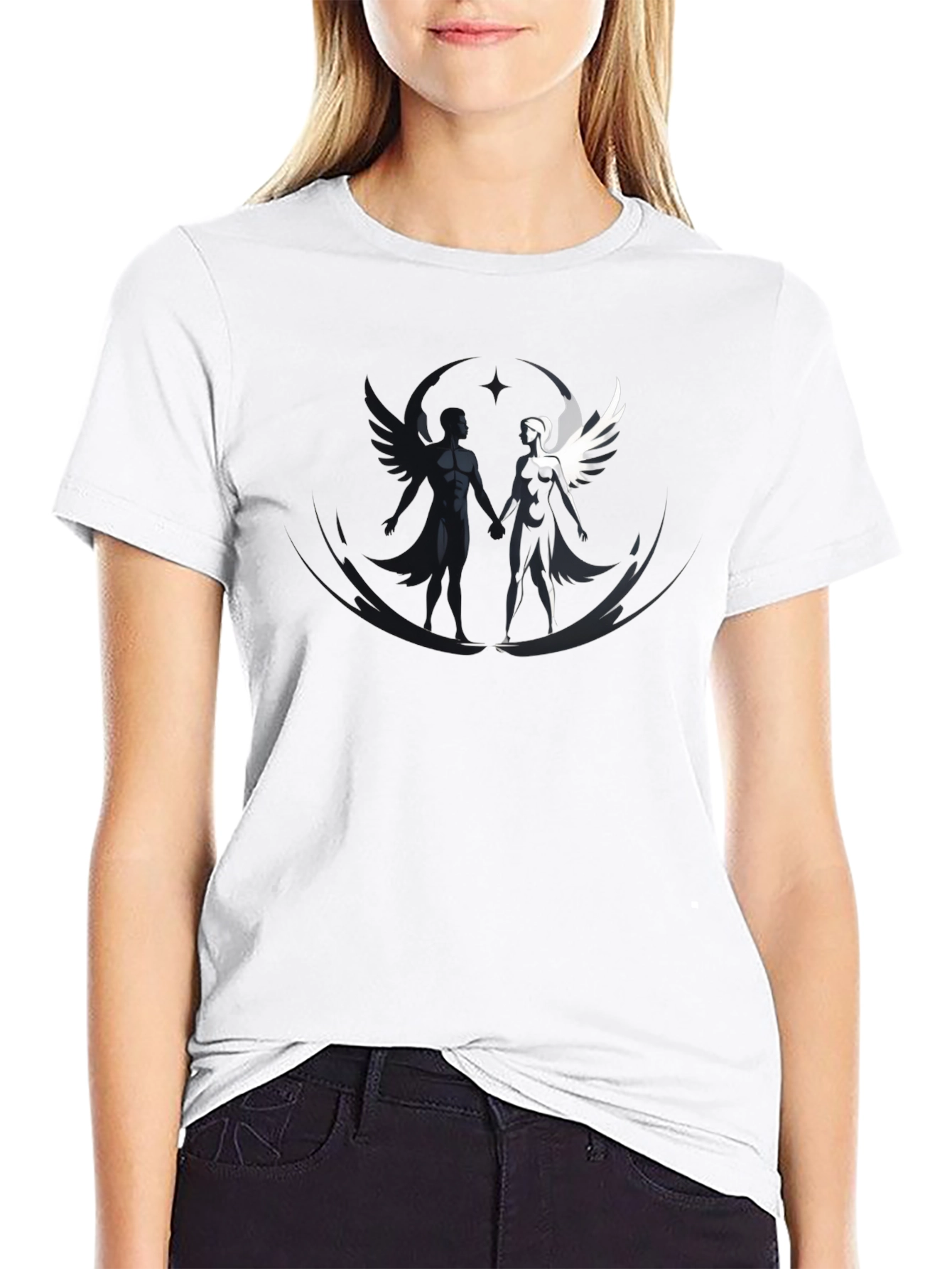 Yin Yang Angel & Demon Graphic Tee