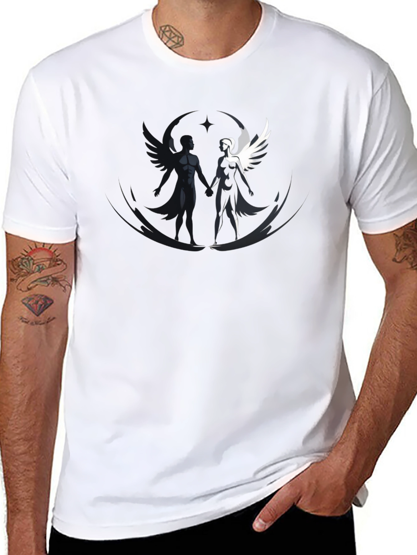 Yin Yang Angel & Demon Graphic Tee