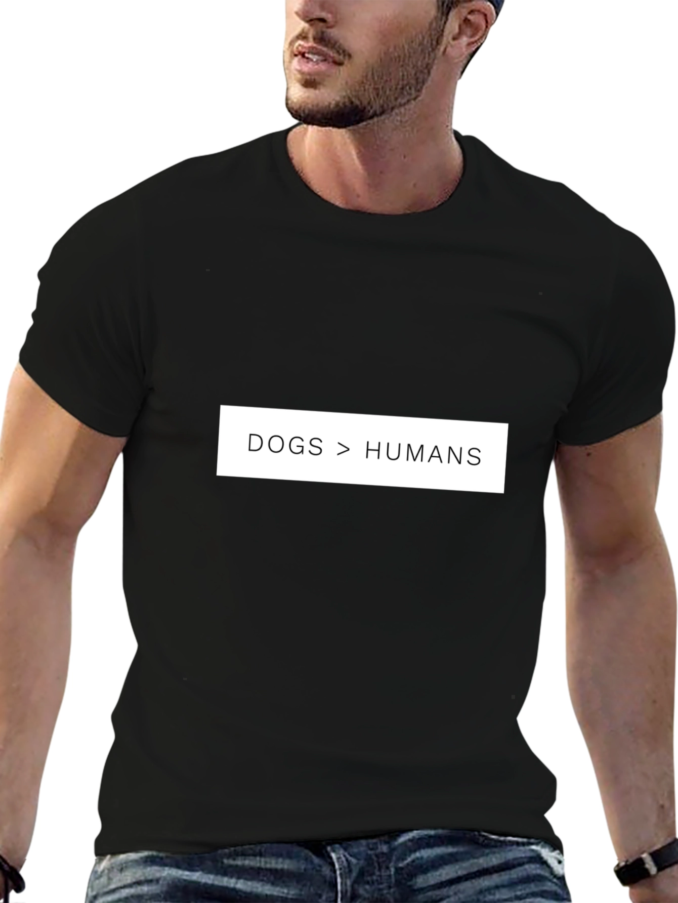Dogs > Humans Graphic Tee - Black Cotton T-Shirt