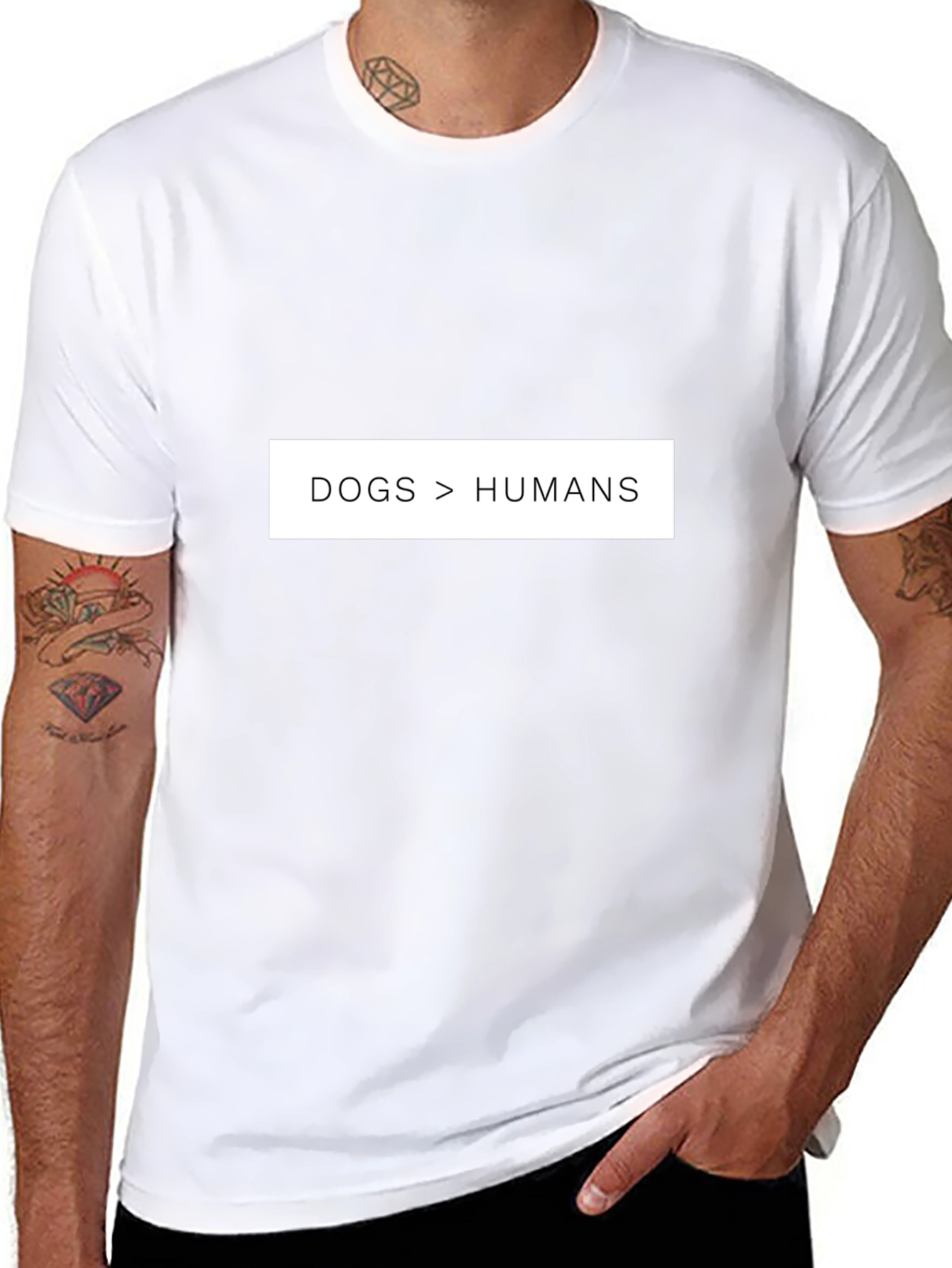 Dogs > Humans Graphic Tee - Black Cotton T-Shirt