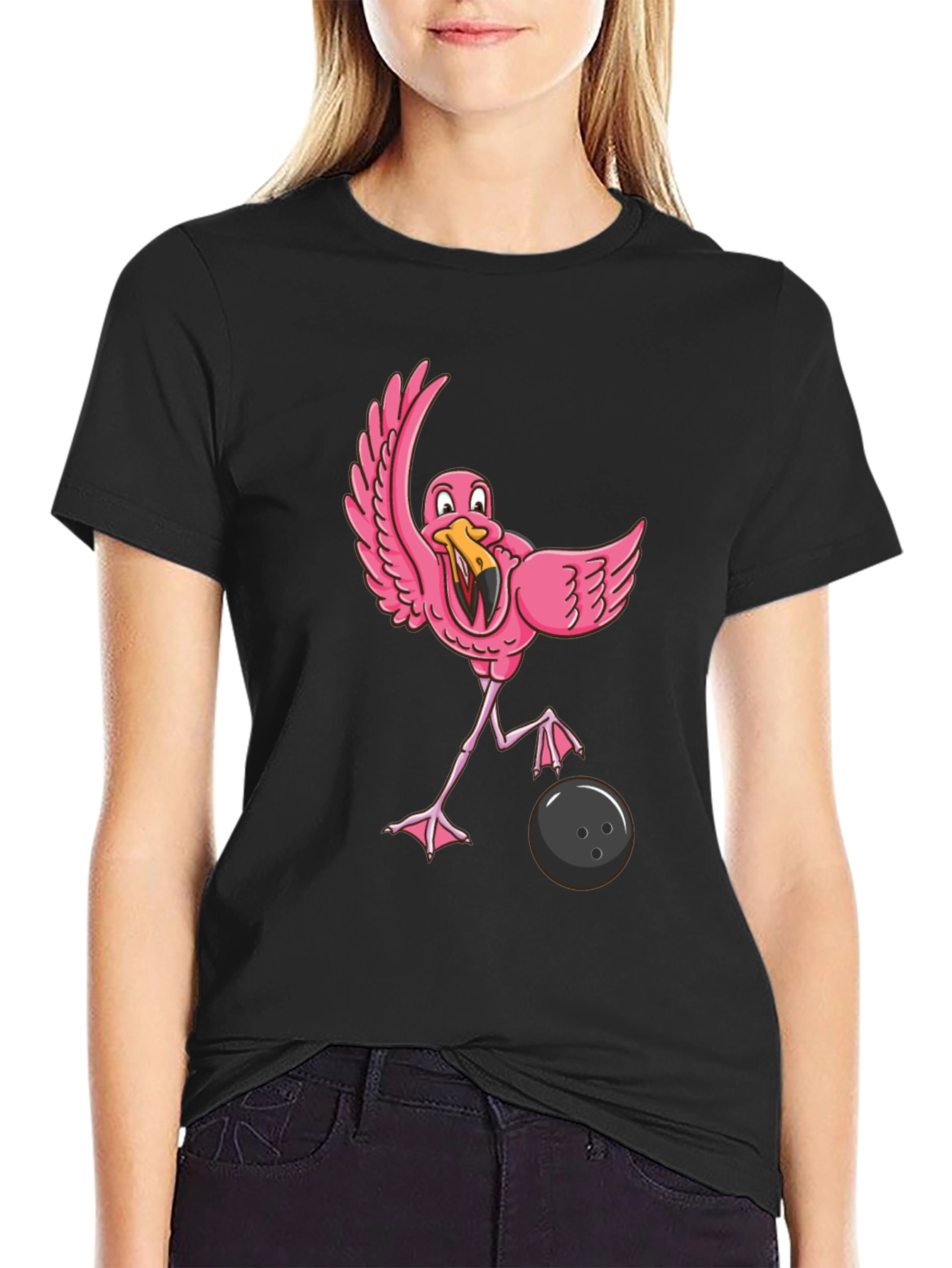 Flamingo Bowling Black T-Shirt