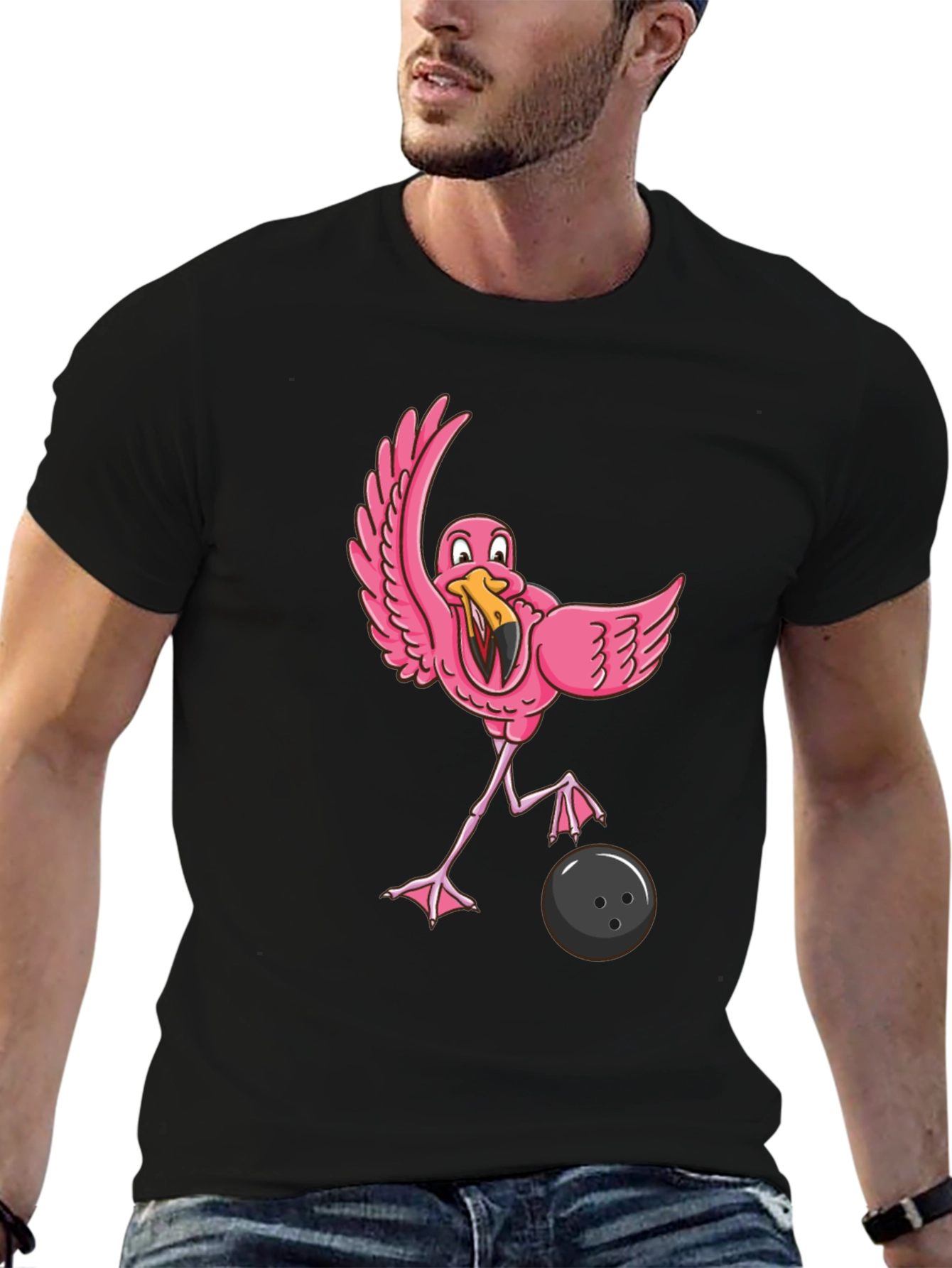 Flamingo Bowling Black T-Shirt