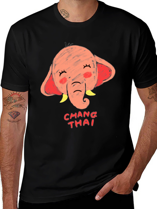 Chang Thai Elephant Graphic Tee - Unisex Black T-Shirt