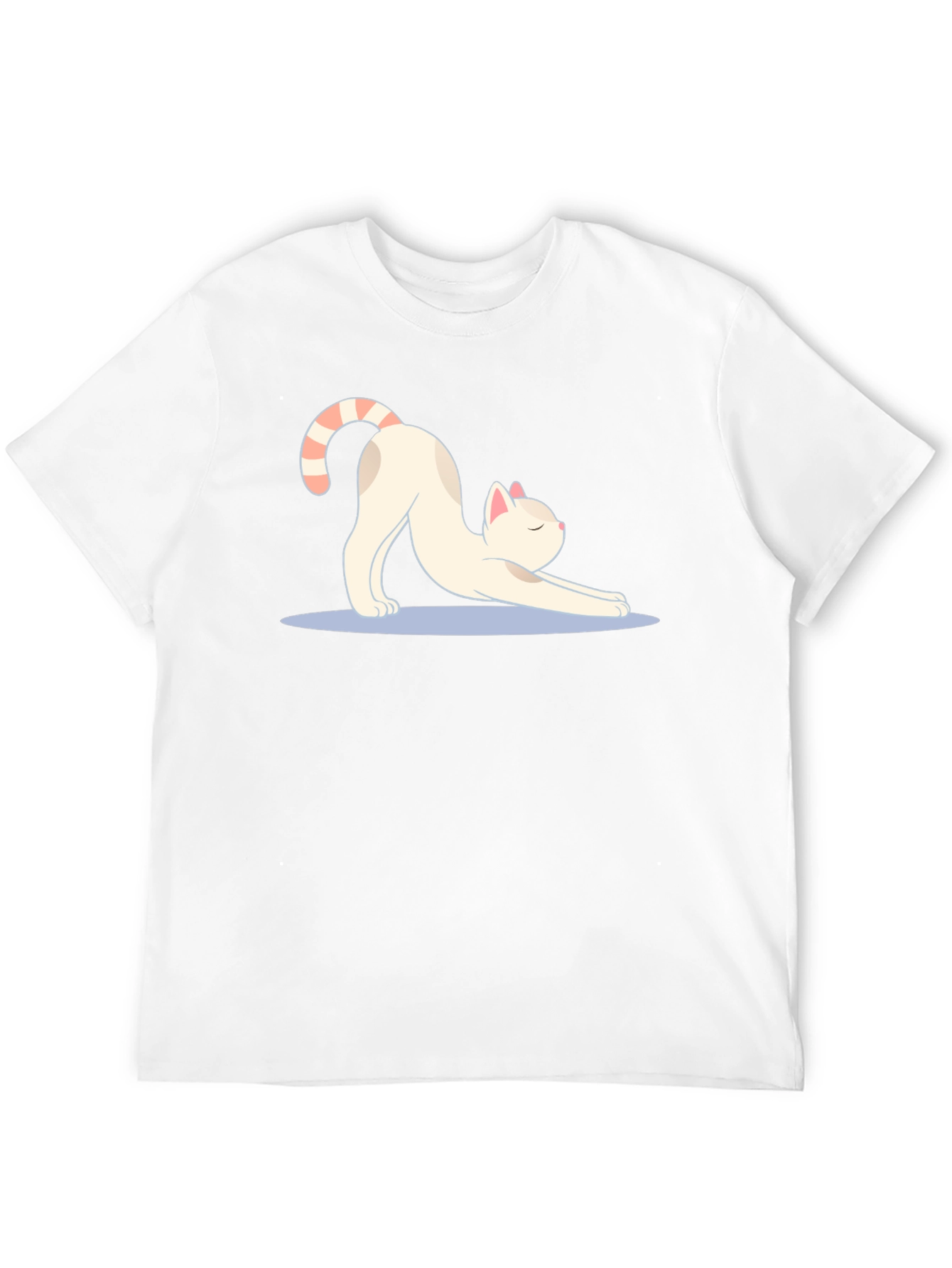 Stretching Cat Graphic Tee - Soft Black Cotton T-Shirt