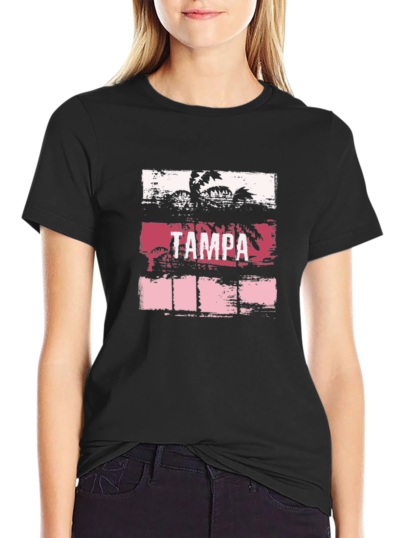 Tampa Palm Tree Graphic Black T-Shirt