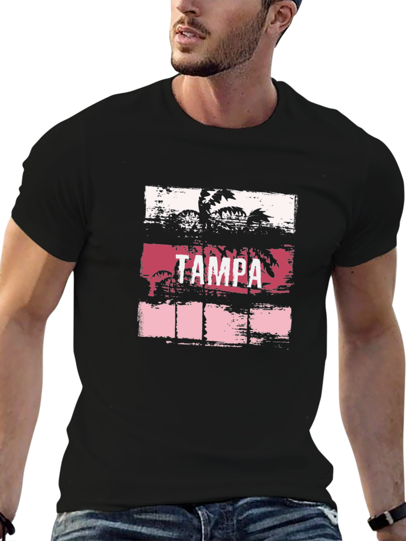 Tampa Palm Tree Graphic Black T-Shirt