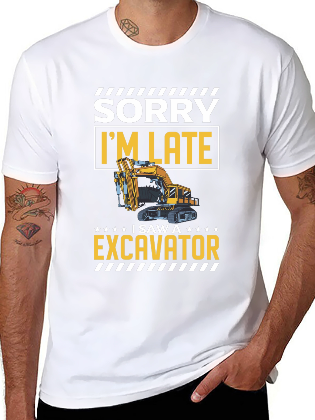 Funny Excavator T-Shirt - Sorry Im Late!