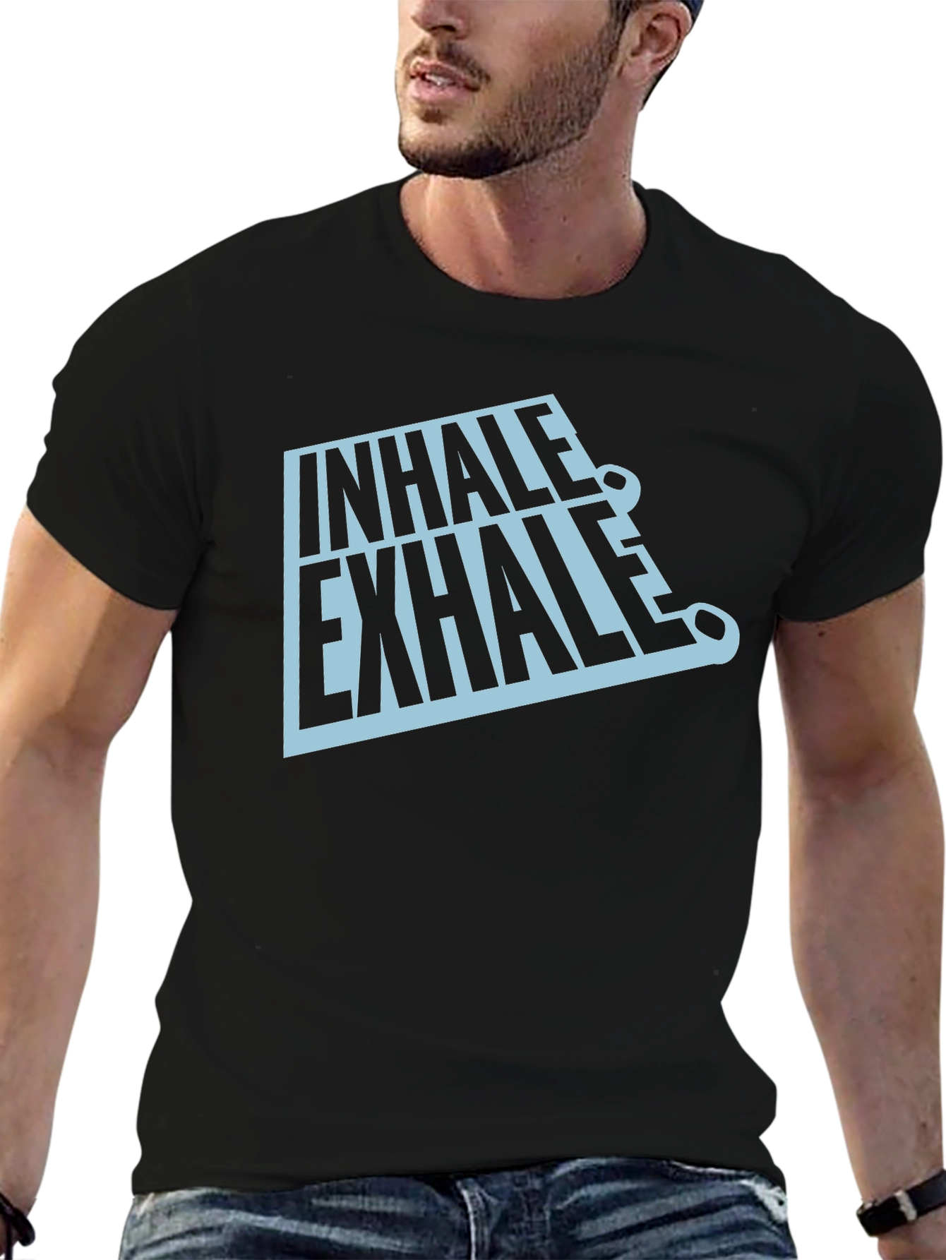 Inhale Exhale Graphic Tee - Black Casual T-Shirt