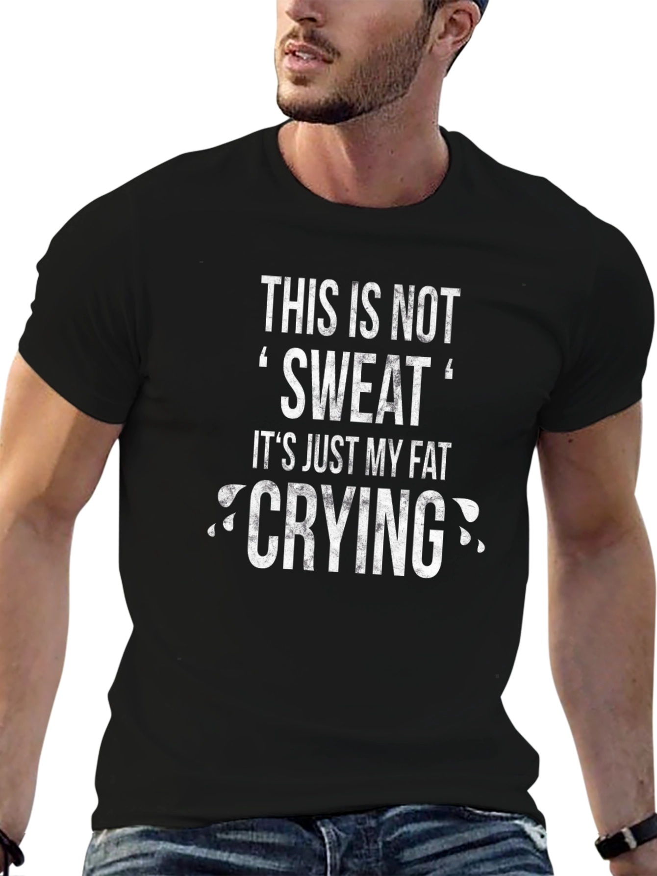 Funny Workout T-Shirt - Fat Crying Design