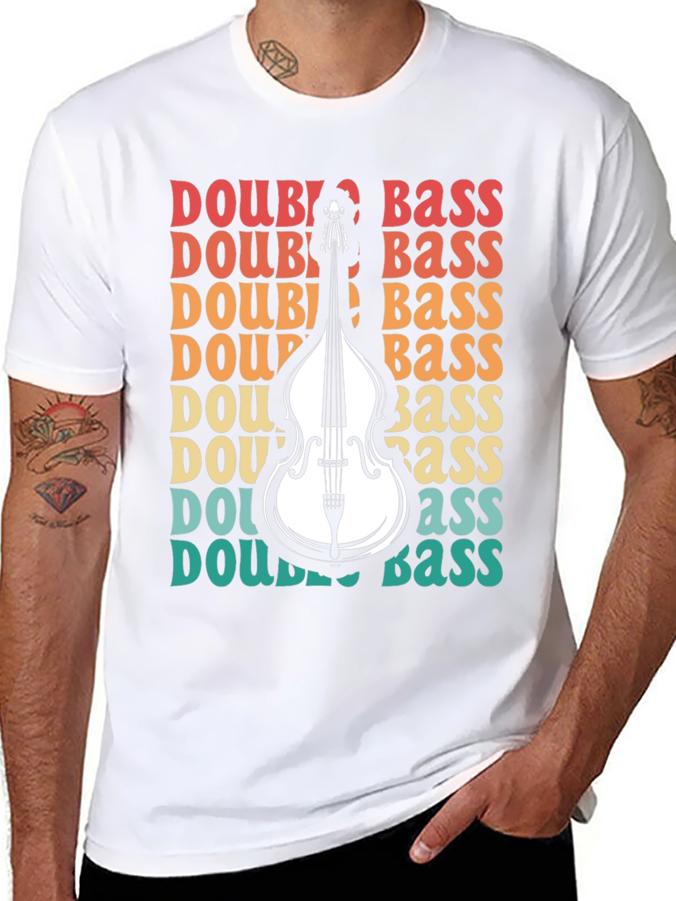 Double Bass Graphic Tee - Retro Music Lover Shirt