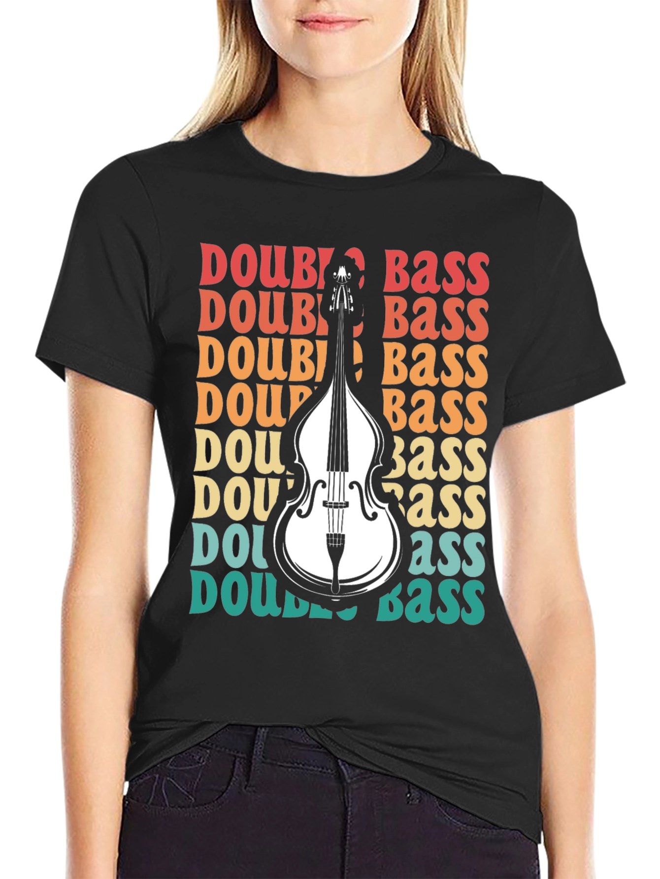 Double Bass Graphic Tee - Retro Music Lover Shirt