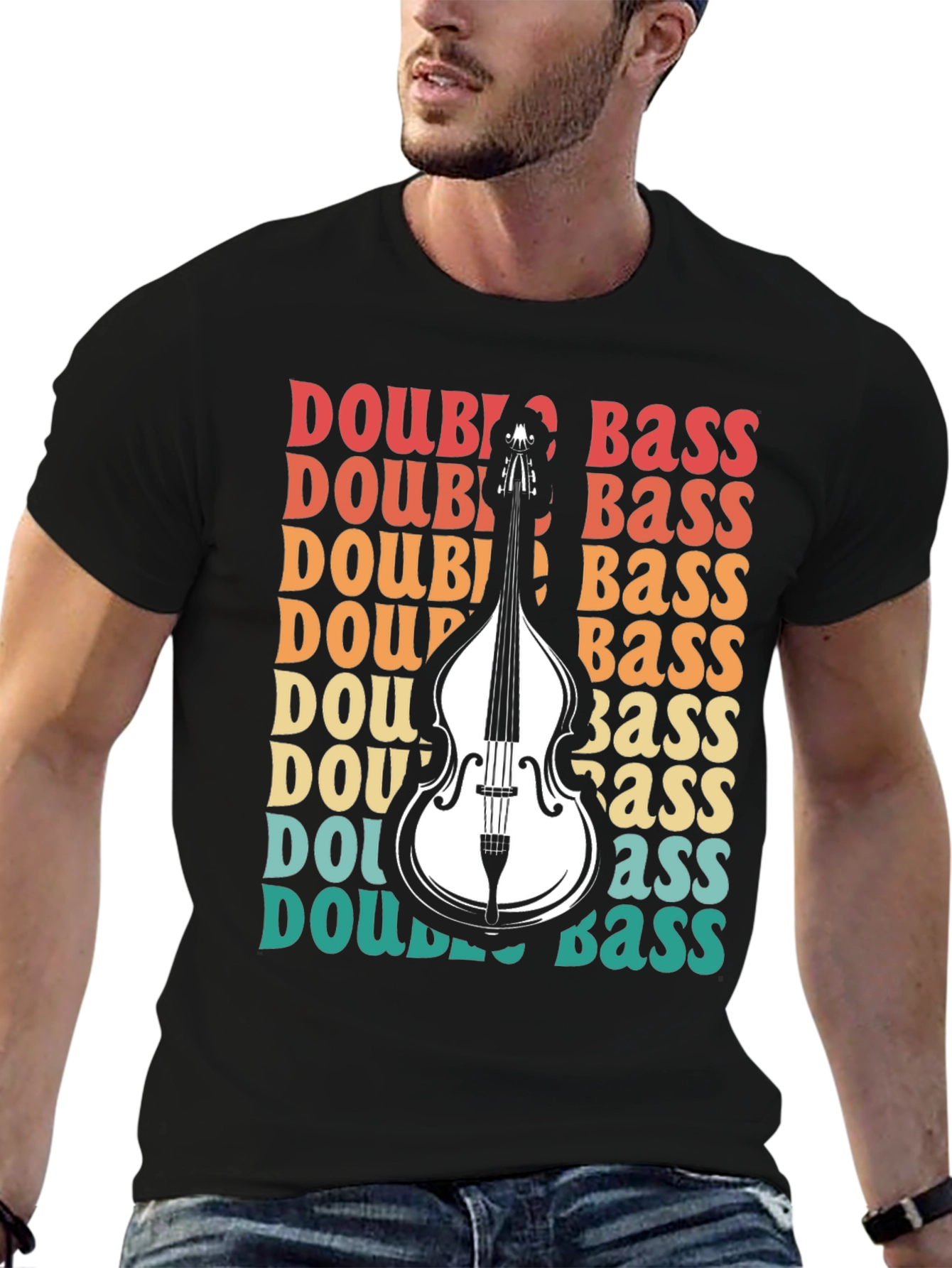 Double Bass Graphic Tee - Retro Music Lover Shirt