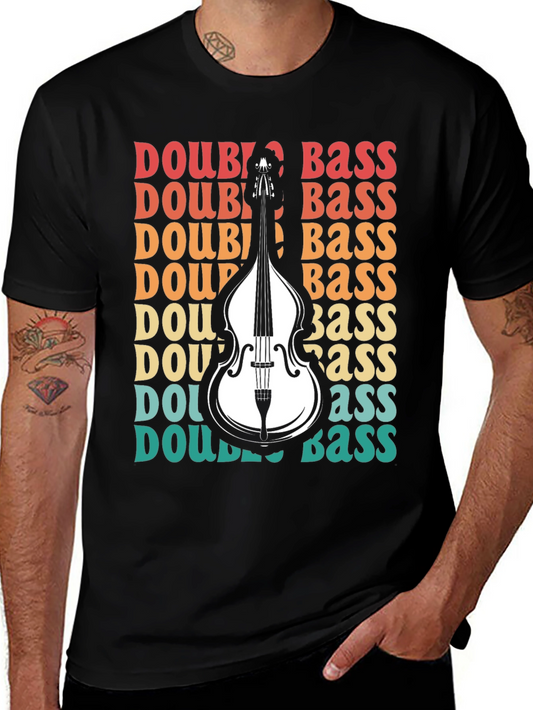 Double Bass Graphic Tee - Retro Music Lover Shirt