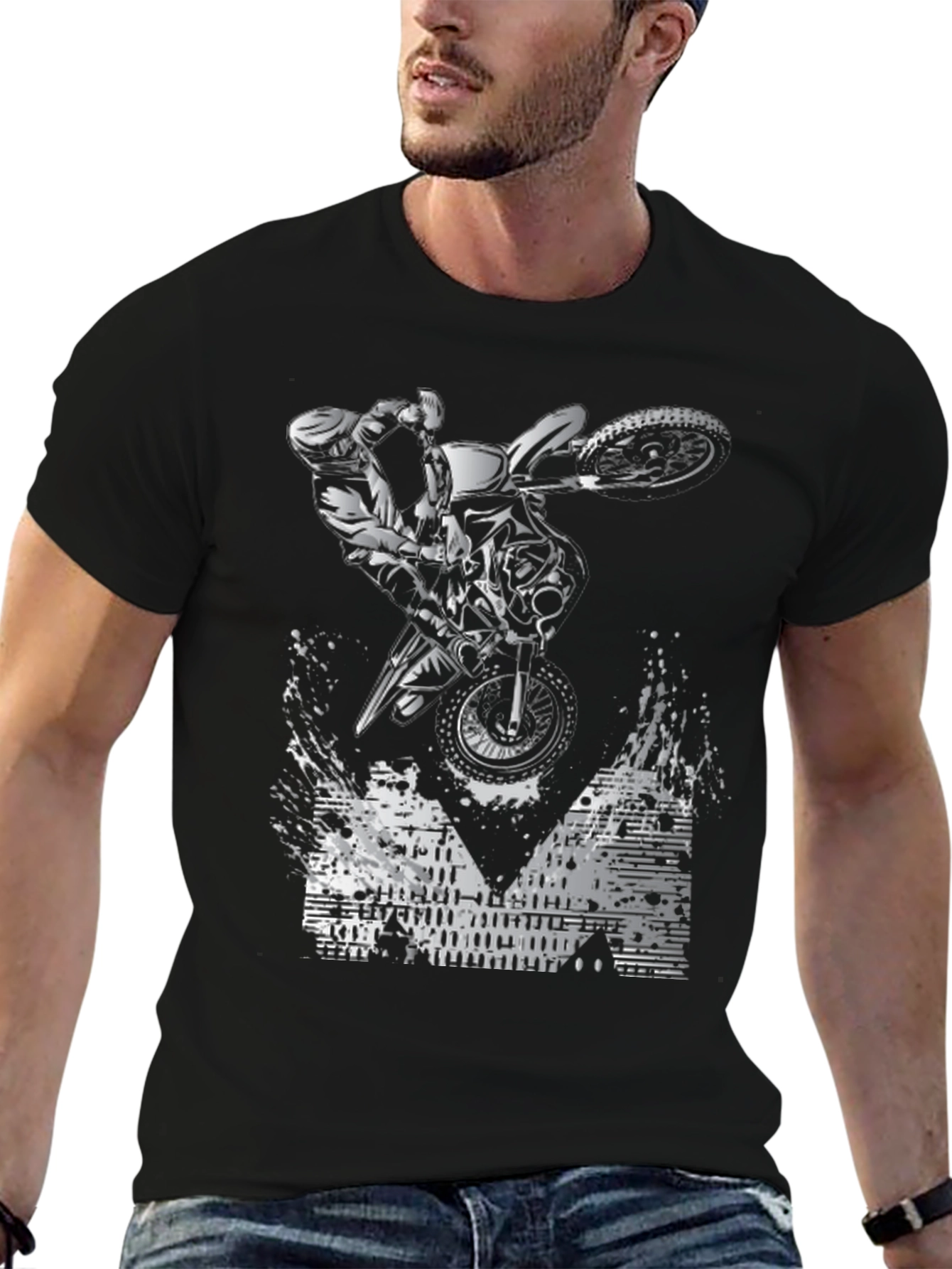 Motorcross Rider Graphic Tee - Black