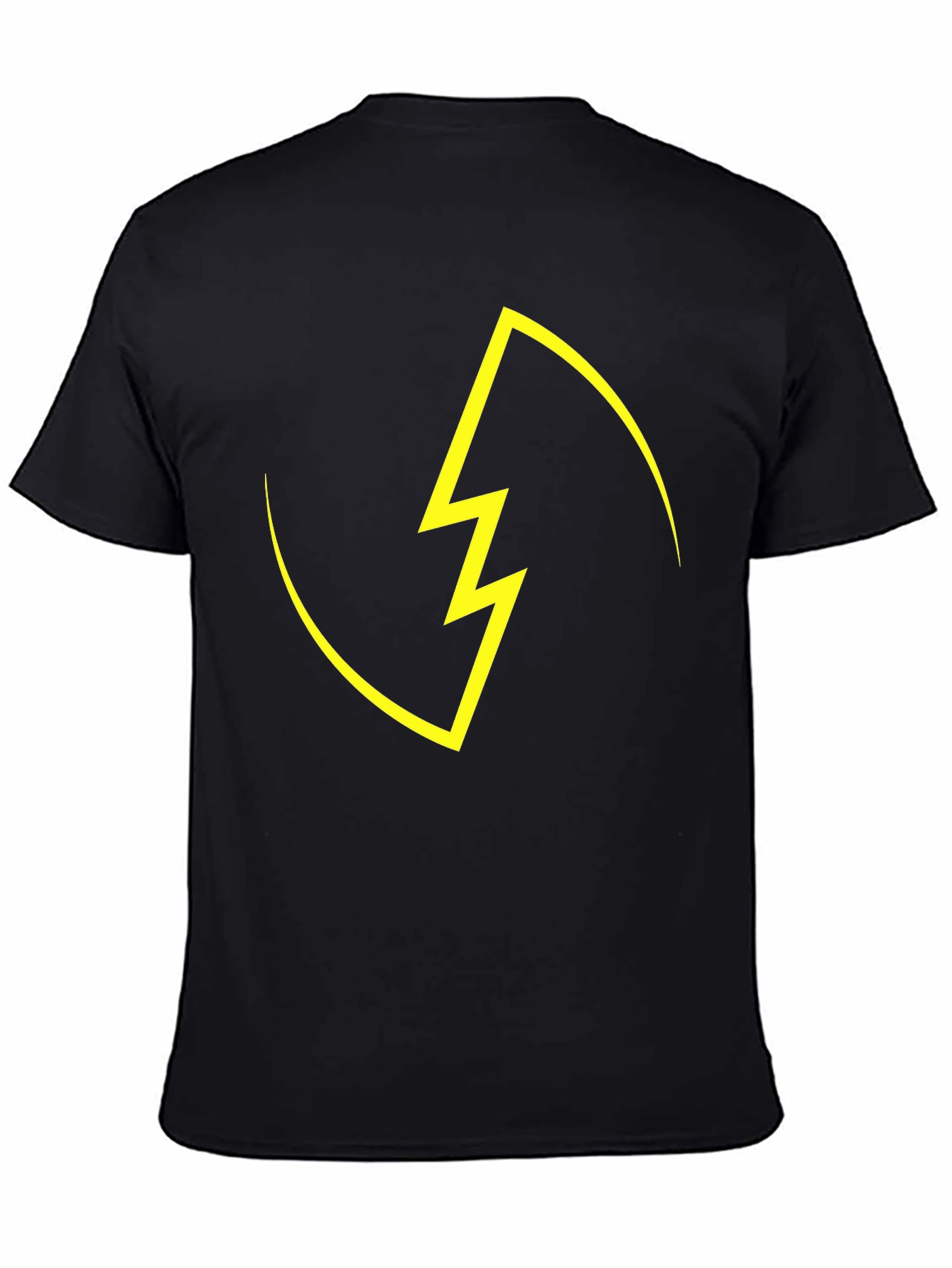 Black T-Shirt with Yellow Lightning Bolt Design
