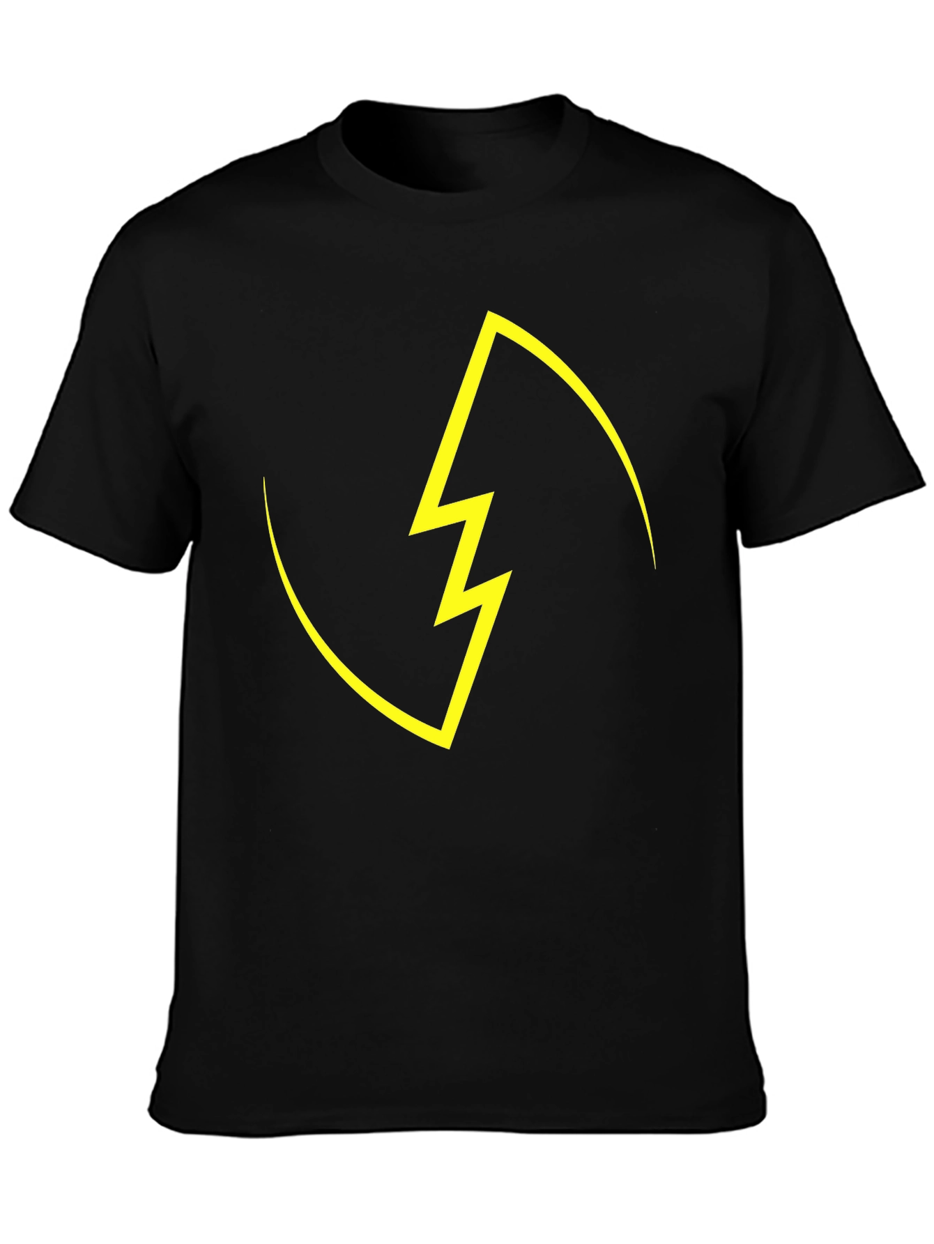 Black T-Shirt with Yellow Lightning Bolt Design