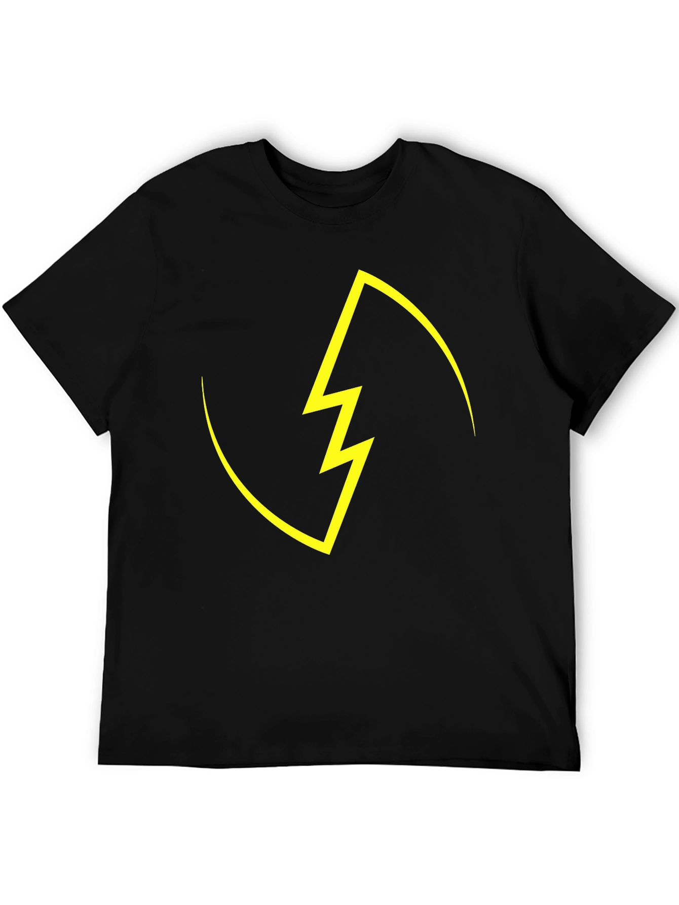 Black T-Shirt with Yellow Lightning Bolt Design