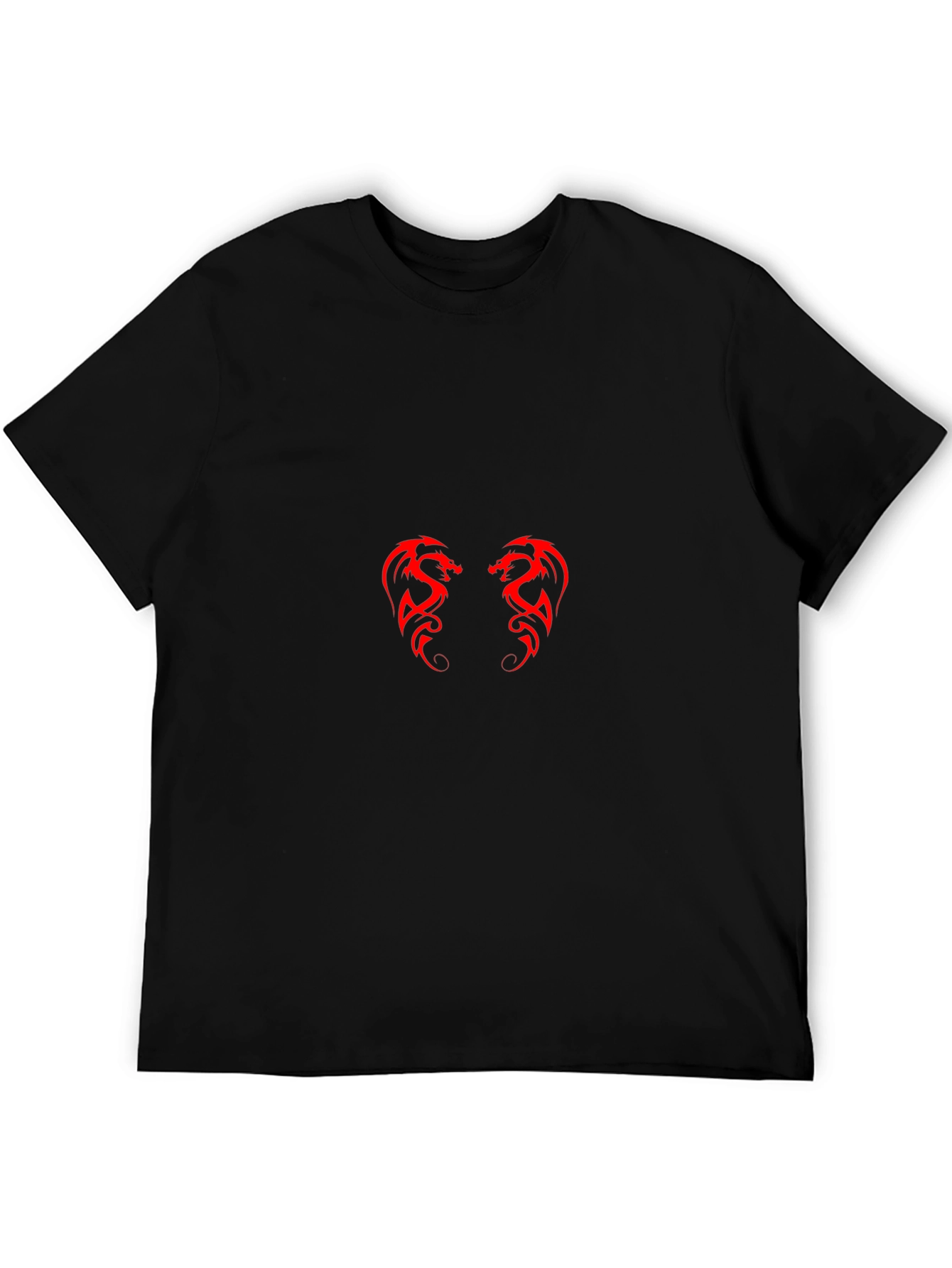 Mens Black T-Shirt with Red Dragon Graphic
