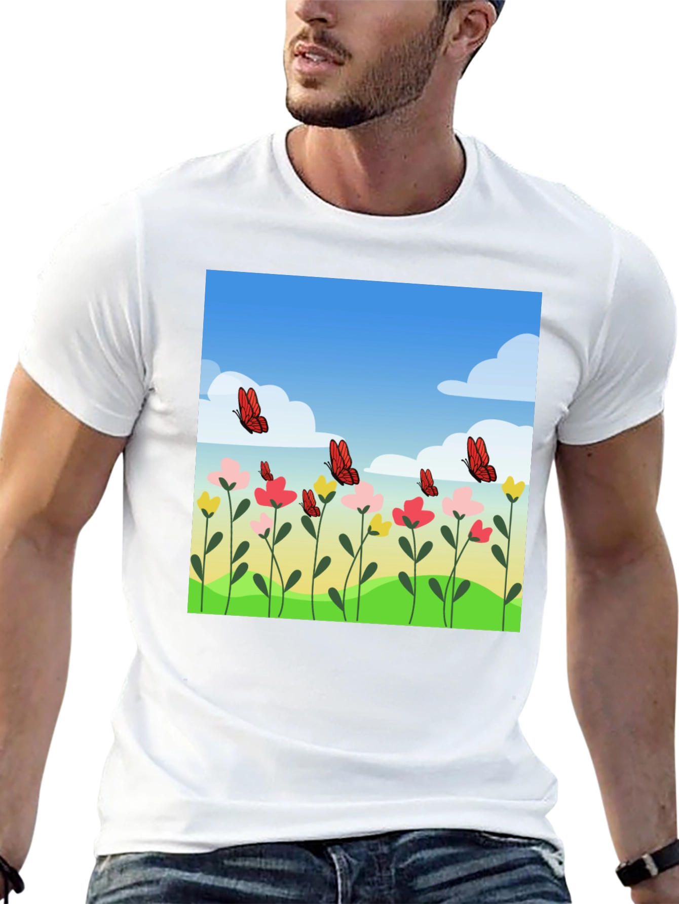 Butterfly Meadow Graphic Tee - Stylish Casual Wear