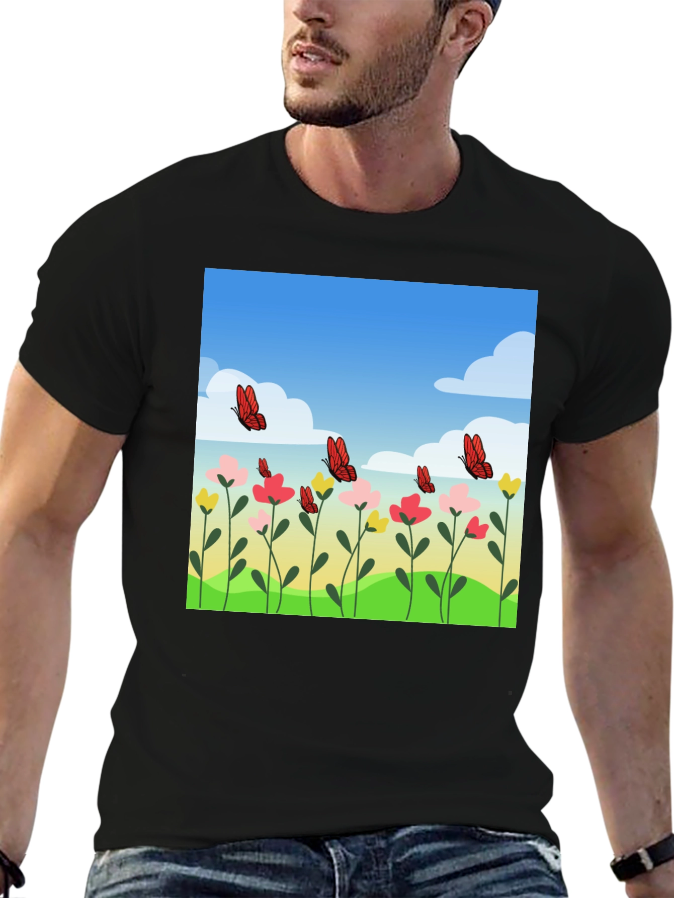 Butterfly Meadow Graphic Tee - Stylish Casual Wear