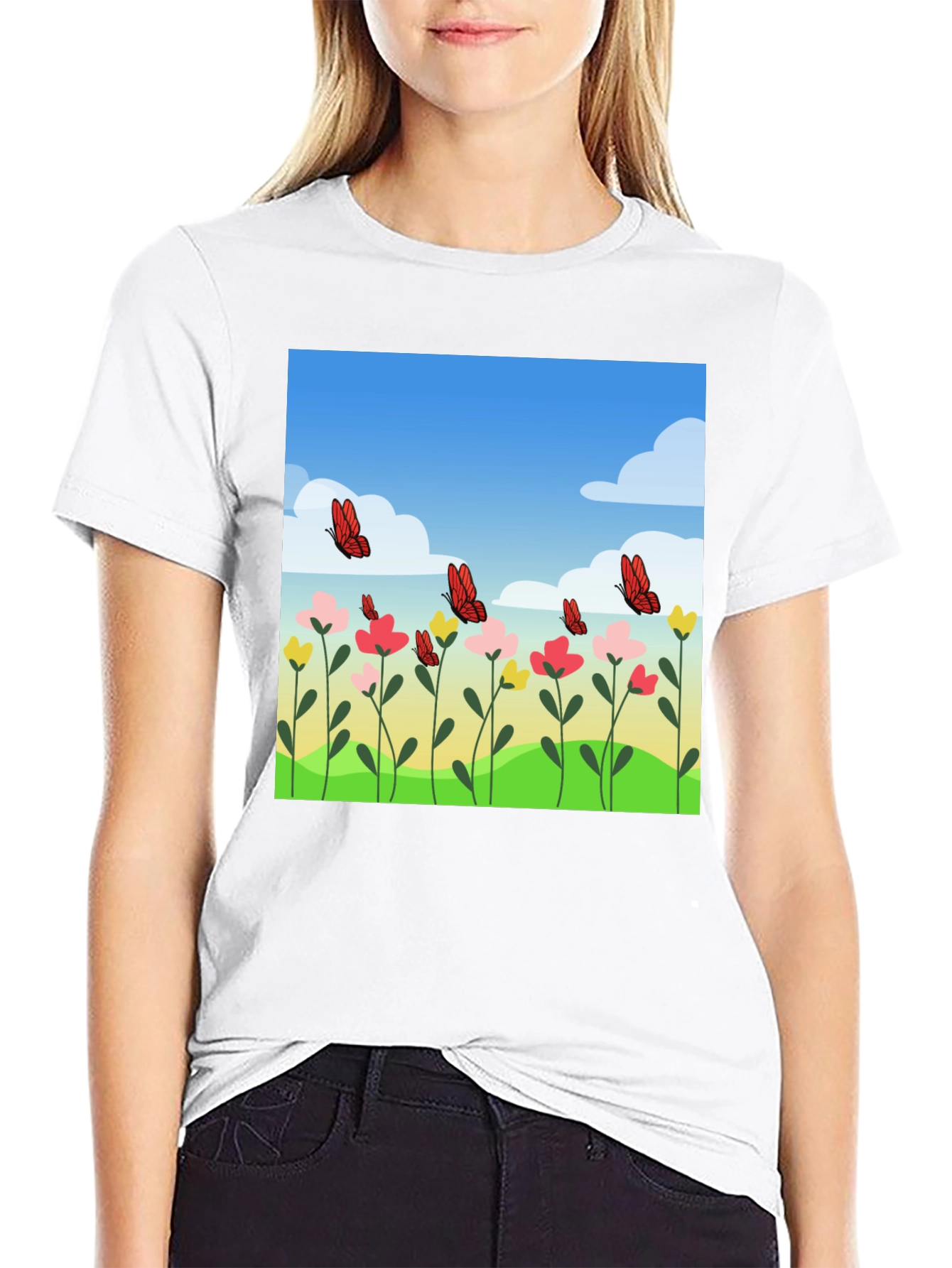 Butterfly Meadow Graphic Tee - Stylish Casual Wear