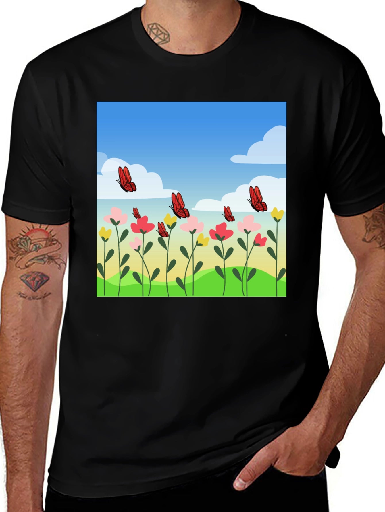Butterfly Meadow Graphic Tee - Stylish Casual Wear